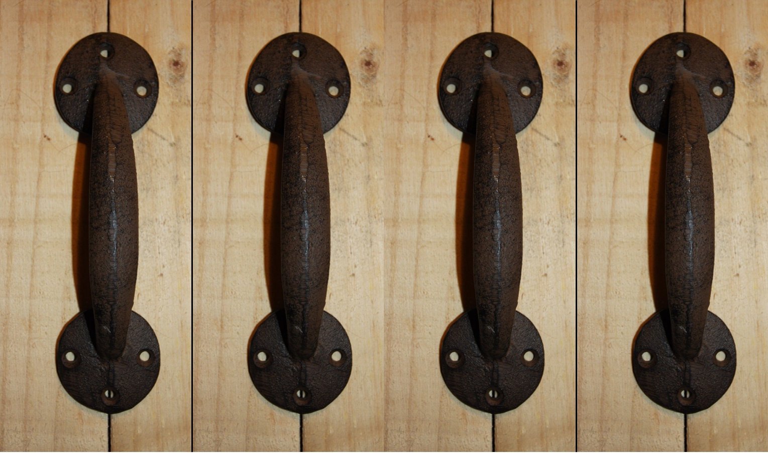Vintage Mission Style Cabinet Pulls - Set of 4 Rustic Cast Iron Drawer Handles 6 7/8