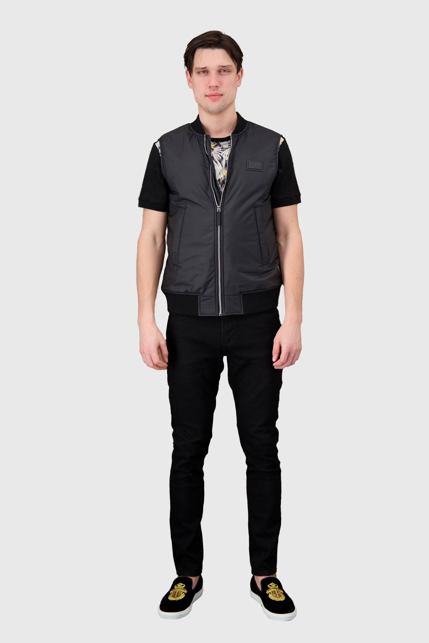 Billionaire Black/Nickel Statement Short Vest for Men - Fashionable Sleeveless Waistcoat for Business Casual & Night Out