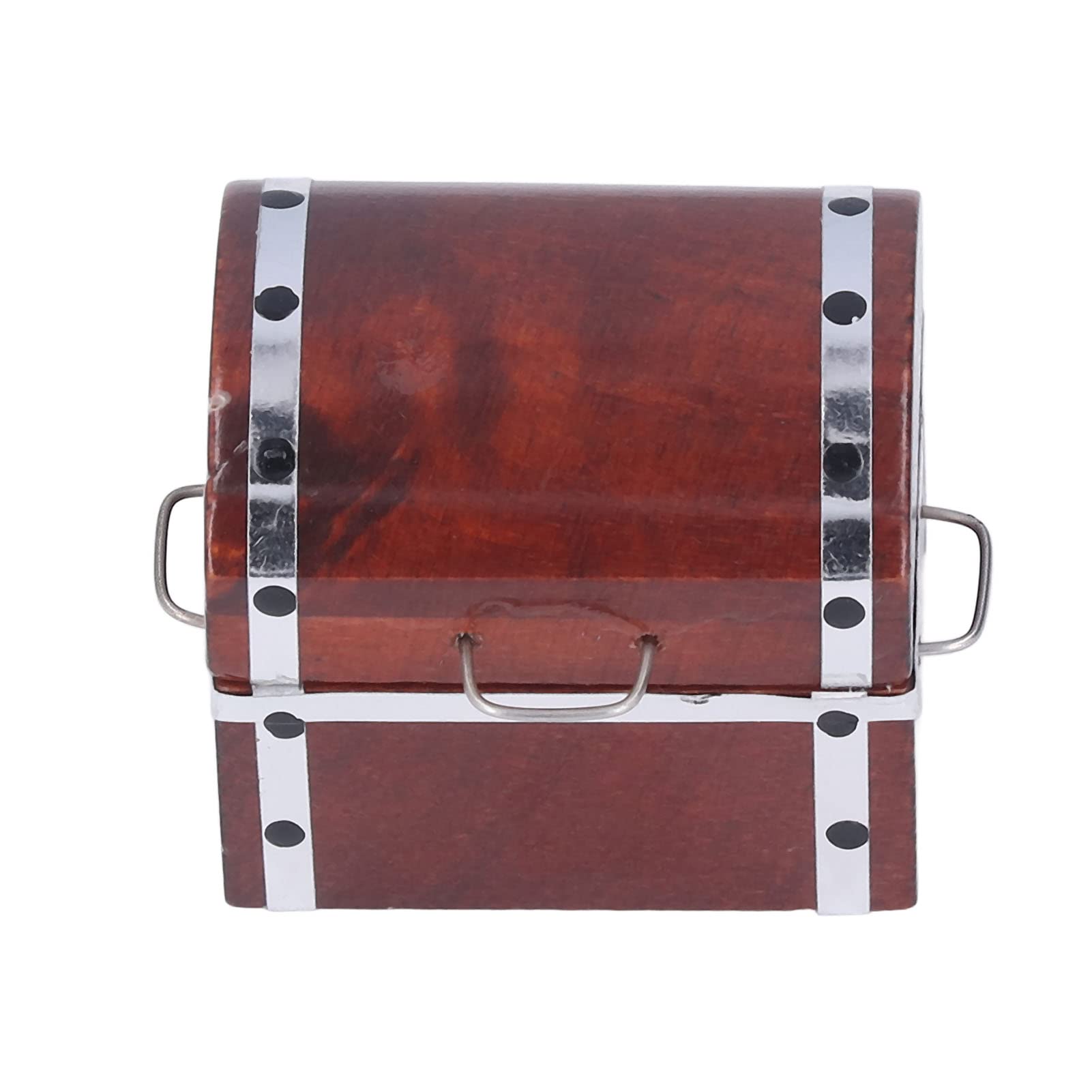 Miniature Wooden Storage Box with Silver-Edged Opening Lid - Perfect for 1:12 Scale Dollhouse Scenes, Mini Collectibles & DIY Crafts