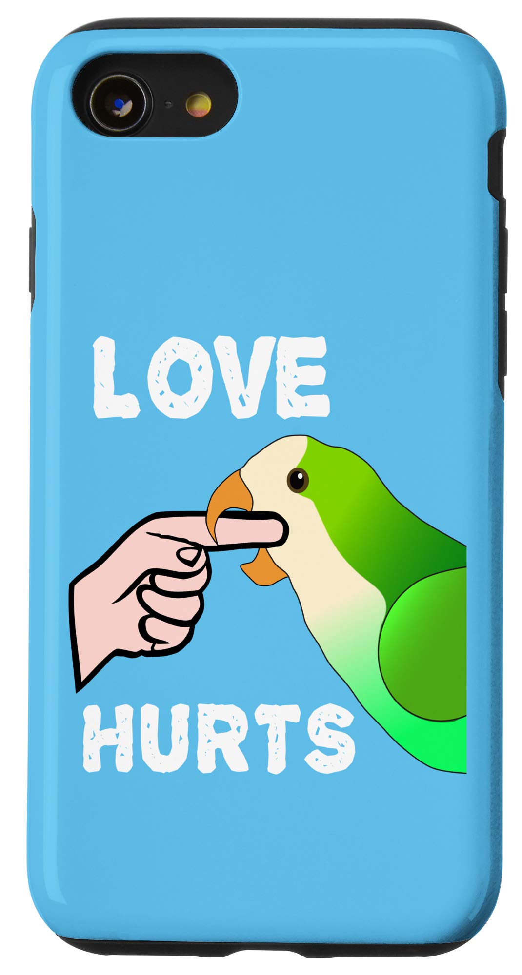 iPhone SE (2020)/7/8 Funny Parrot Biting Finger Phone Case - Cute Quaker Parrot & Monk Parakeet Design - Perfect for Animal Lovers & Unique Gift Ideas