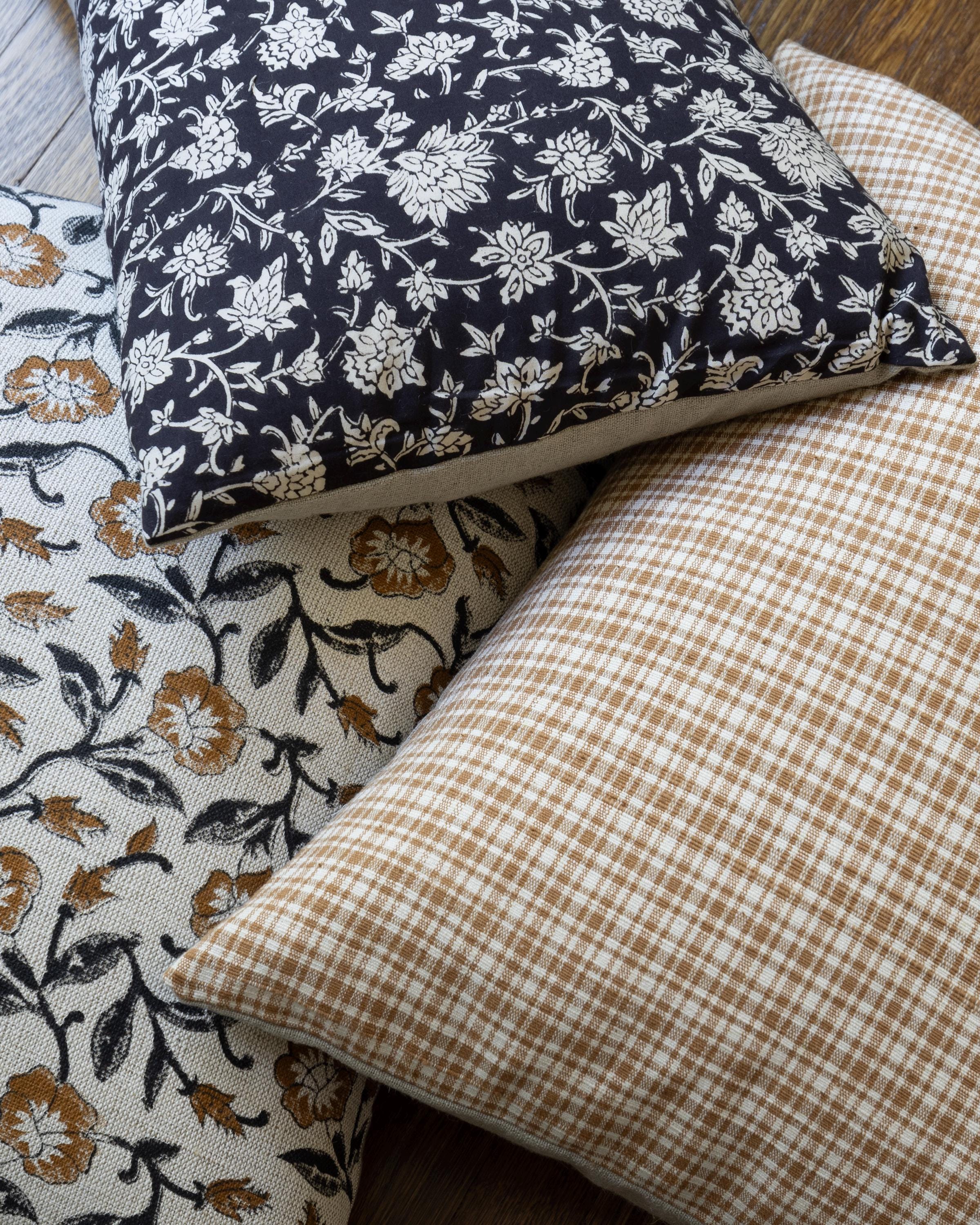Designer Monterey Hazel Mustard Floral Pillow Cover - Bohemian Home Decor for Living Room, Bedroom, Sofa & Couch - Soft Cotton Throw Pillow Case 18x18 Inches