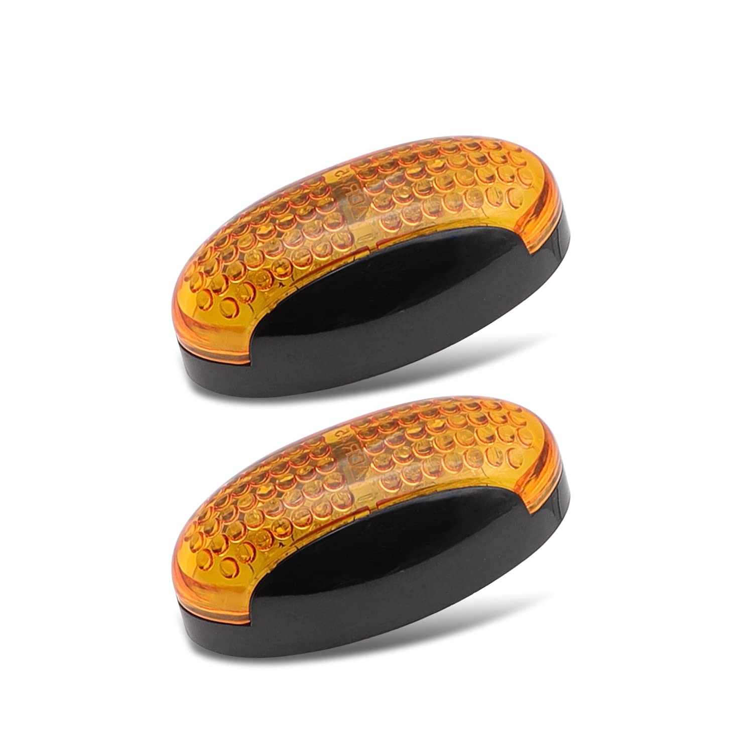 2-Pack Small Oval Amber LED Sealed Indicator Lights - 4 LEDs, 10-30V DC Universal Multi-Voltage for Clearance, Fender & Marker - Perfect for Trailers, Trucks, Pickups & Commercial Vehicles