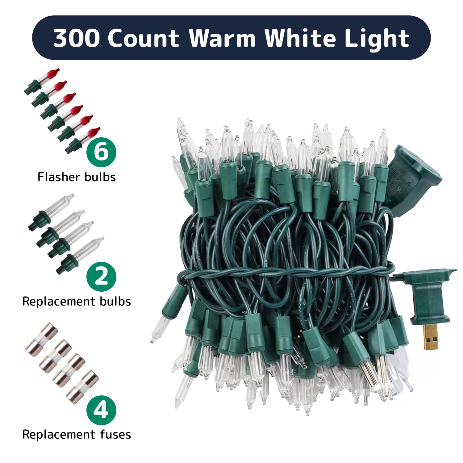 PREXTEX 300 Count Clear Christmas Tree Lights with Green Wire - 60 ft Warm White Twinkle Fairy String Lights for Indoor Outdoor Holiday Decor - Perfect for Christmas Trees, Patios, Windows, Fireplace Mantels & Party Decorations