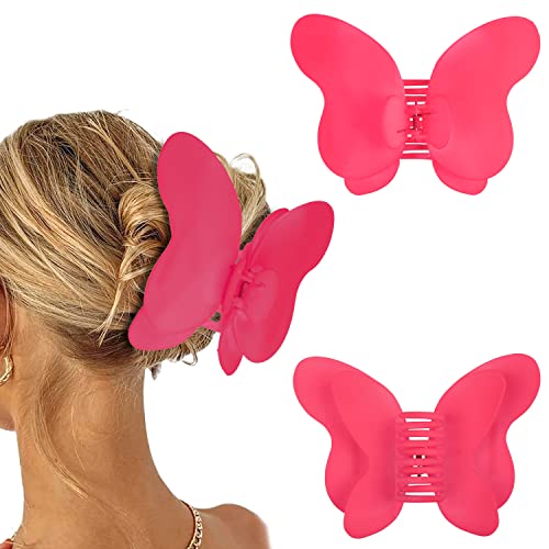 Large Hair Clips for Women with Thick Hair - 6 Inch Jumbo Claw Clips for Strong Hold, Matte Finish Hair Styling Accessories (1 Piece, Hot Pink) - Perfect for Updos, Ponytails & Everyday Hairstyles