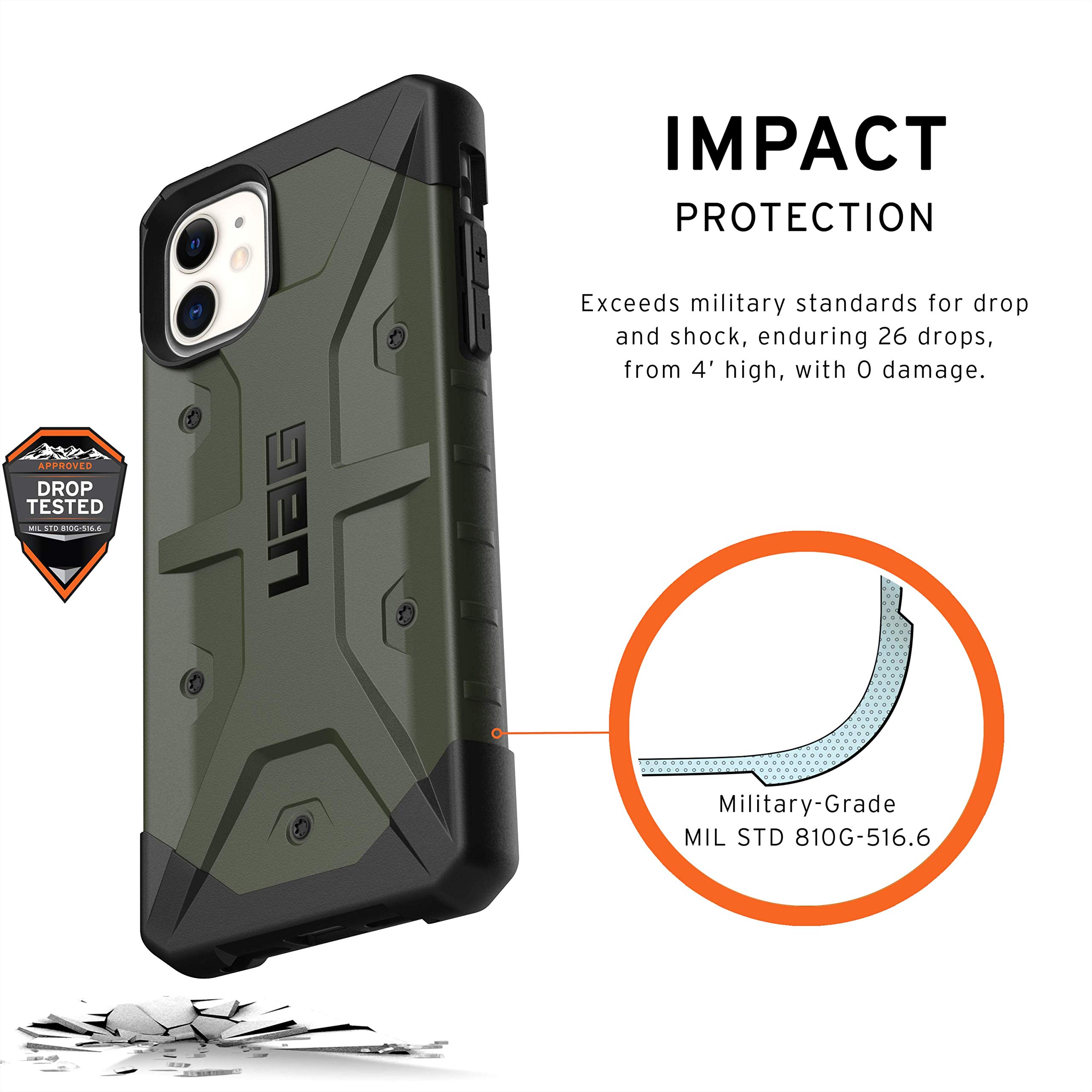 URBAN ARMOR GEAR UAG Rugged iPhone 11 Case [6.1-inch] - Military Drop Tested, Feather-Light Protection in Olive Drab | Perfect for Outdoor Adventures, Construction Work & Extreme Sports