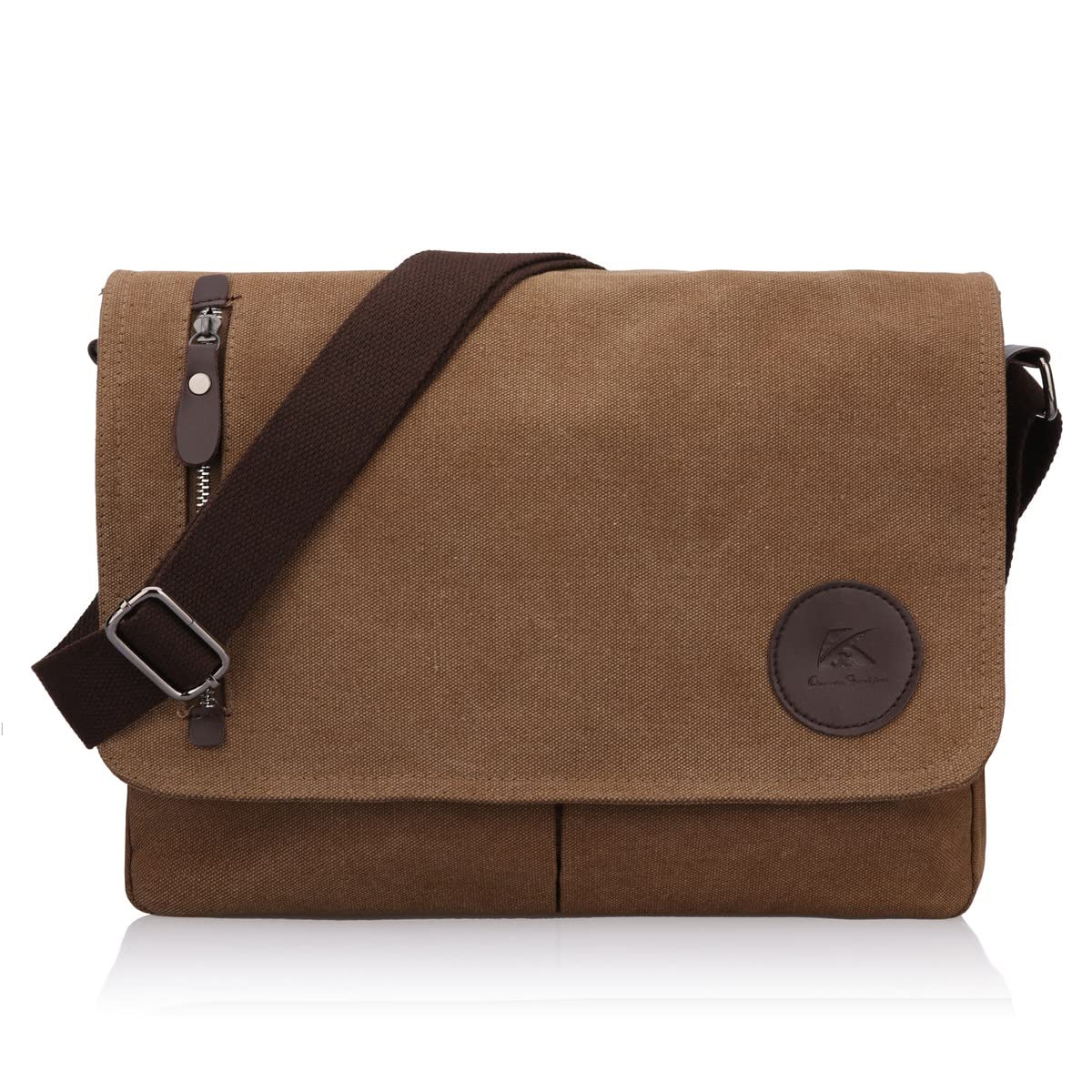Vintage 13 Inch Laptop Messenger Bag for Men - Canvas Crossbody Satchel with Multiple Pockets, School & Work Bag (Coffee Brown) - Perfect for College, Office & Travel