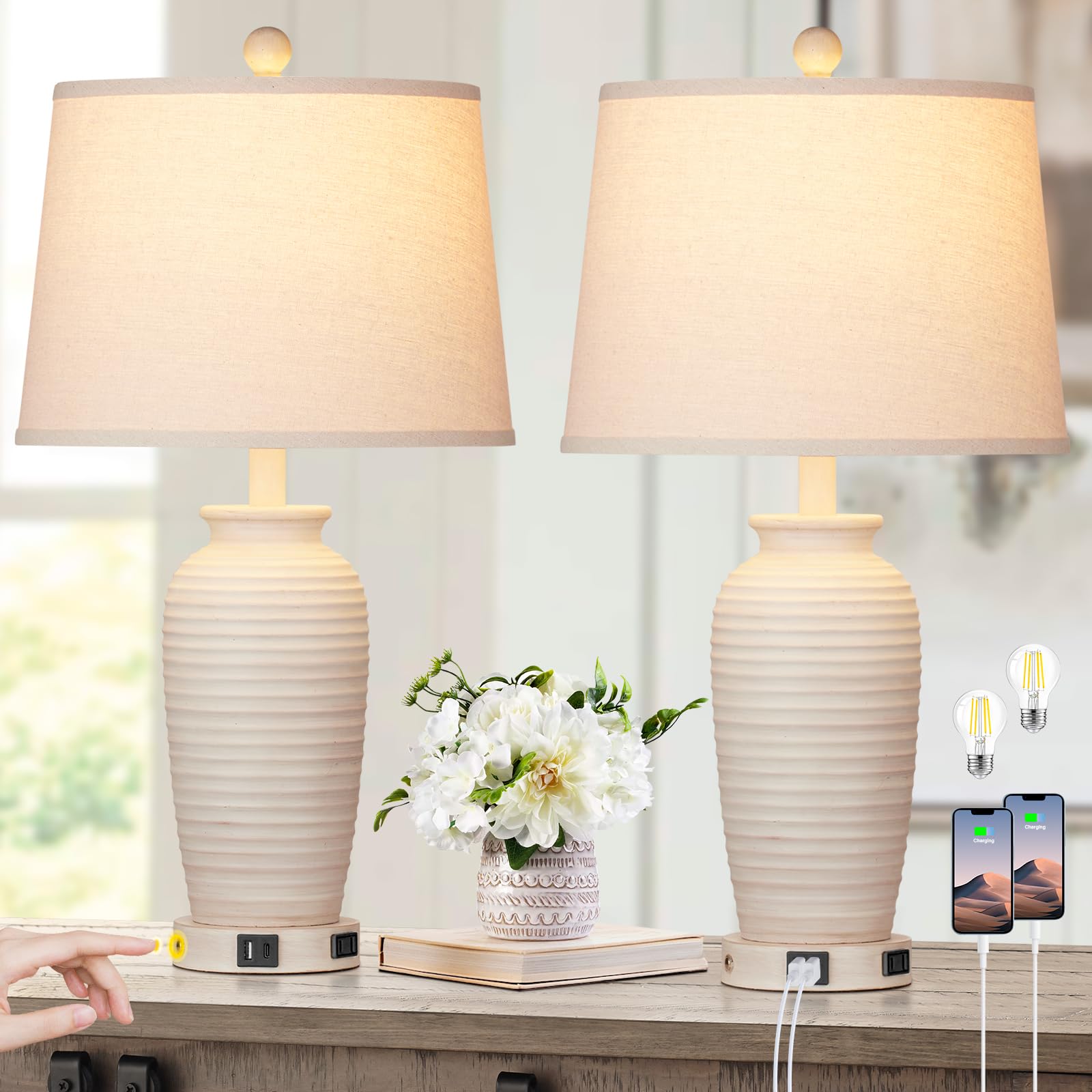 Farmhouse Table Lamps Set of 2 - 25