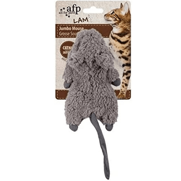 Premium AFP Lamb Jumbo Rodent Cat Toy - Natural Wool Interactive Play for Indoor Cats - Perfect for Hunting, Chasing & Exercise