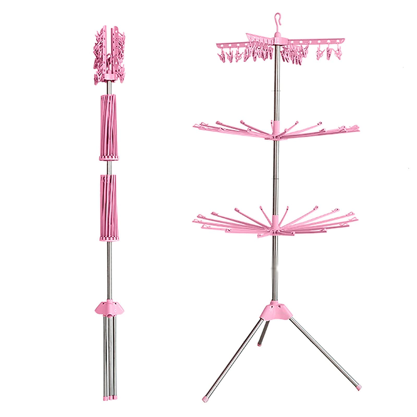 Stainless Steel Baby Clothes Drying Rack - Foldable Floor & Balcony Laundry Airer for Newborn Diapers & Clothing | Space-Saving Nursery & Home Organization Solution