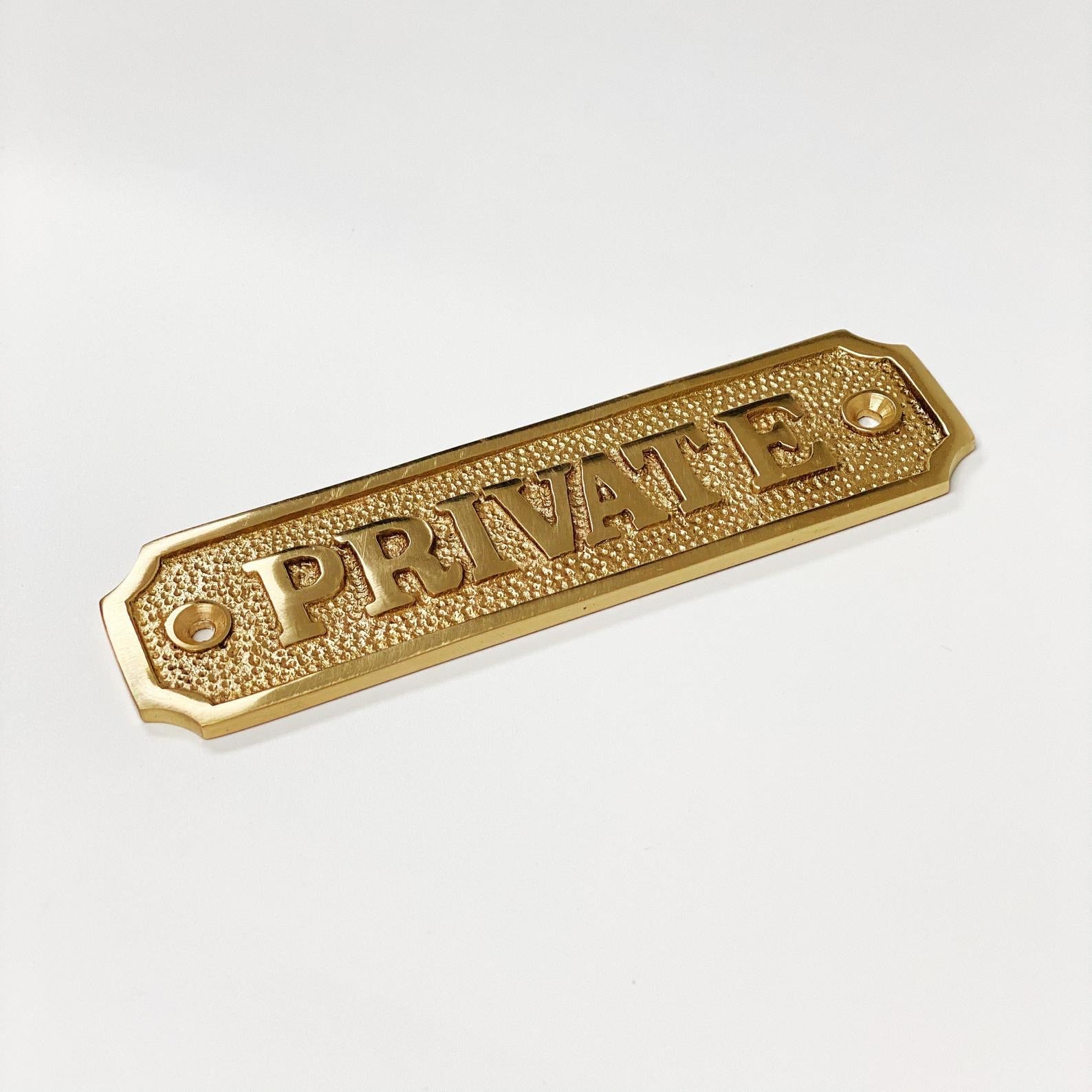 Elegant Brass Private Door Sign - 4 3/4