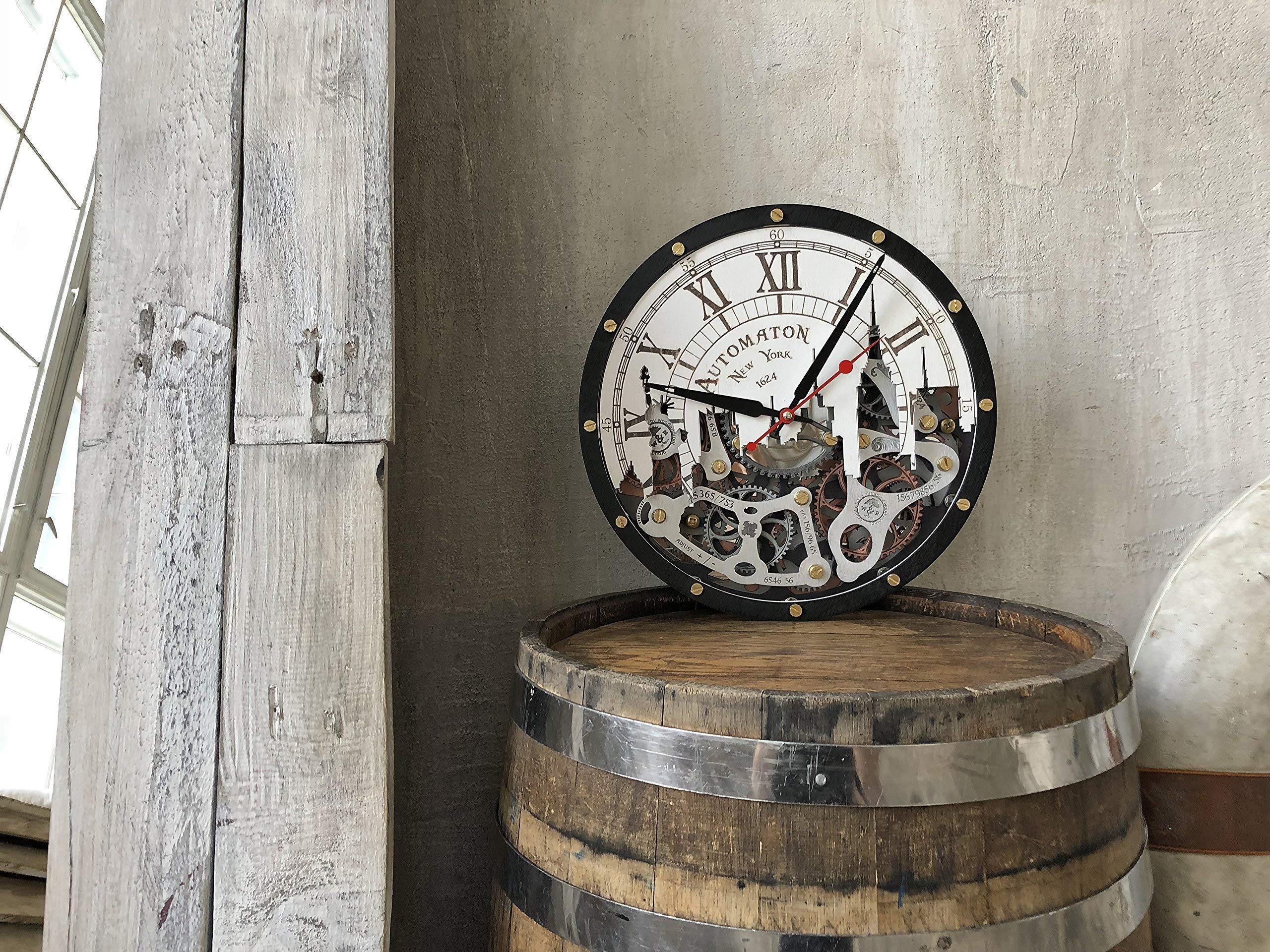 Steampunk New York City Skyline Wall Clock with Moving Gears - Handcrafted Mechanical Decor for Home, Kitchen, Living Room & Office - Unique Personalized Gift Idea for Clock Lovers & Cityscape Enthusiasts - Perfect for Industrial Decor, Steampunk Themed Rooms & Urban Home Offices