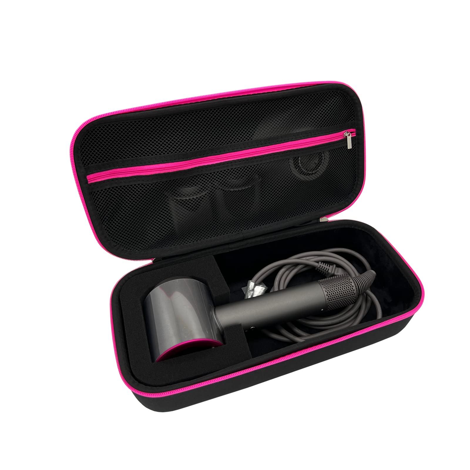 Dyson Hair Dryer Travel Case - Hard Protective Storage Box with Pink Zipper for Dyson Supersonic & Accessories | Perfect for Travel, Home Organization & Salon Professionals