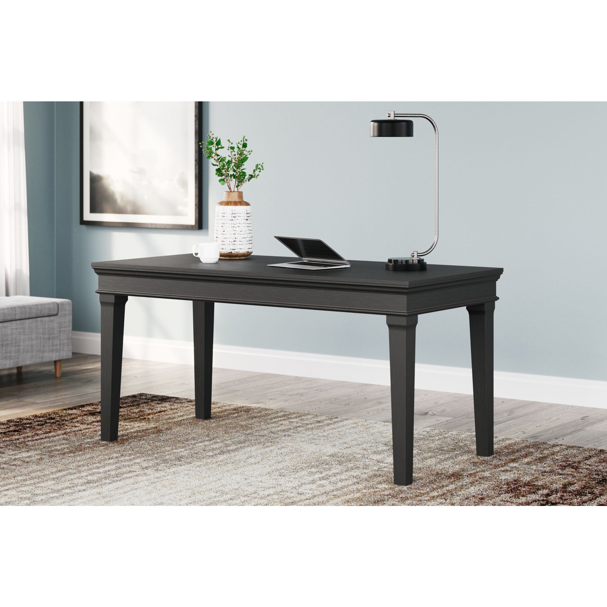 Beckincreek Black Office Desk - Modern Writing Desk for Home & Office Workspace, Study, and Small Spaces