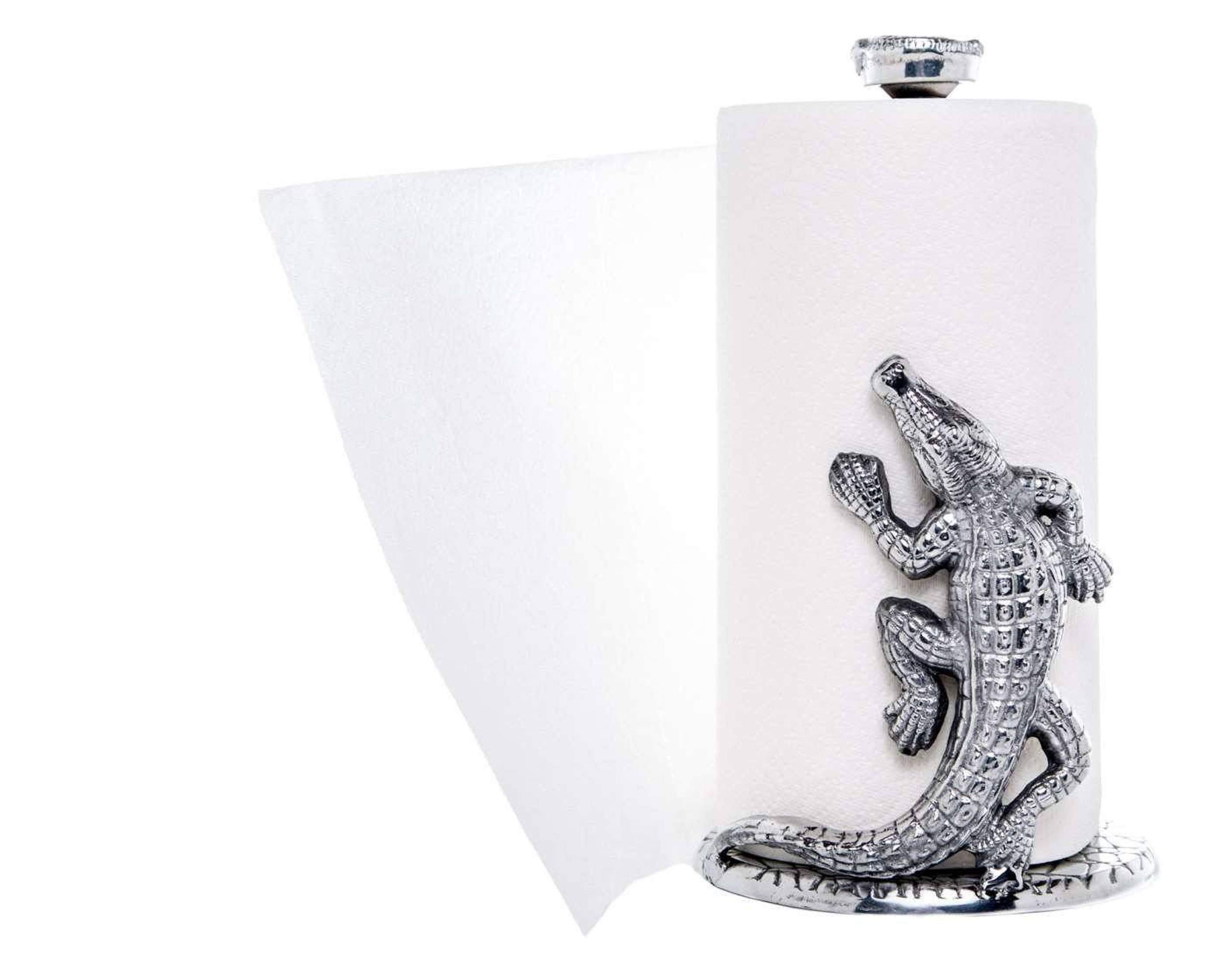 Arthur Court Designs Aluminum Alligator Paper Towel Holder - 12.5 Inch Countertop Stand - Durable Metal Kitchen Organizer for Bathroom, Bar & Outdoor Use
