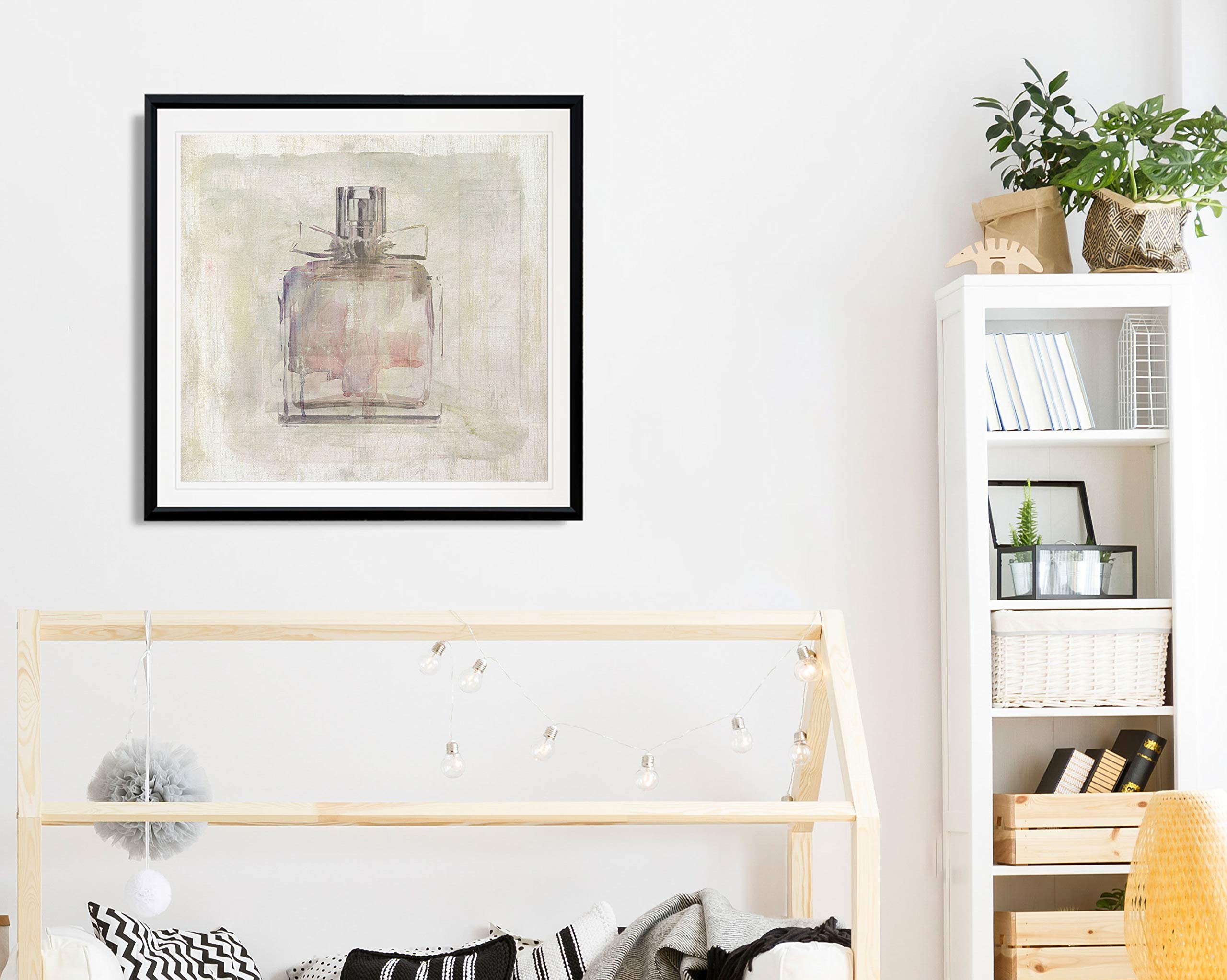 Renditions Gallery Pretty Perfume Vogue Fashion Wall Art - Pink Contemporary Framed Giclee Print Painting for Living Room & Bedroom Decor