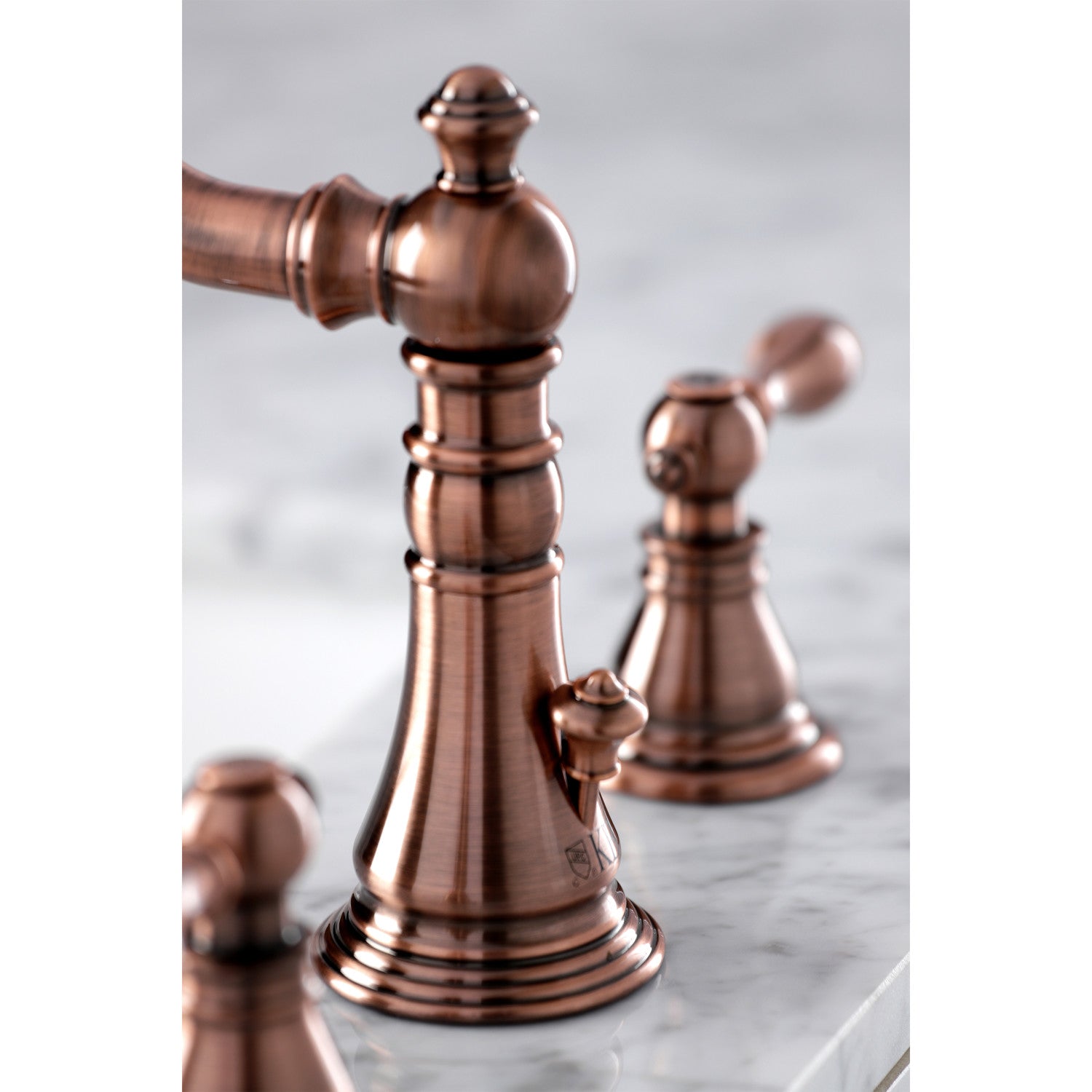 American Classic FSC197ACLAC 3-Hole Widespread Bathroom Faucet with Brass Pop-Up Drain - Antique Copper Finish - Two Handle Deck Mount Sink Faucet for Bathroom Vanity & Powder Room