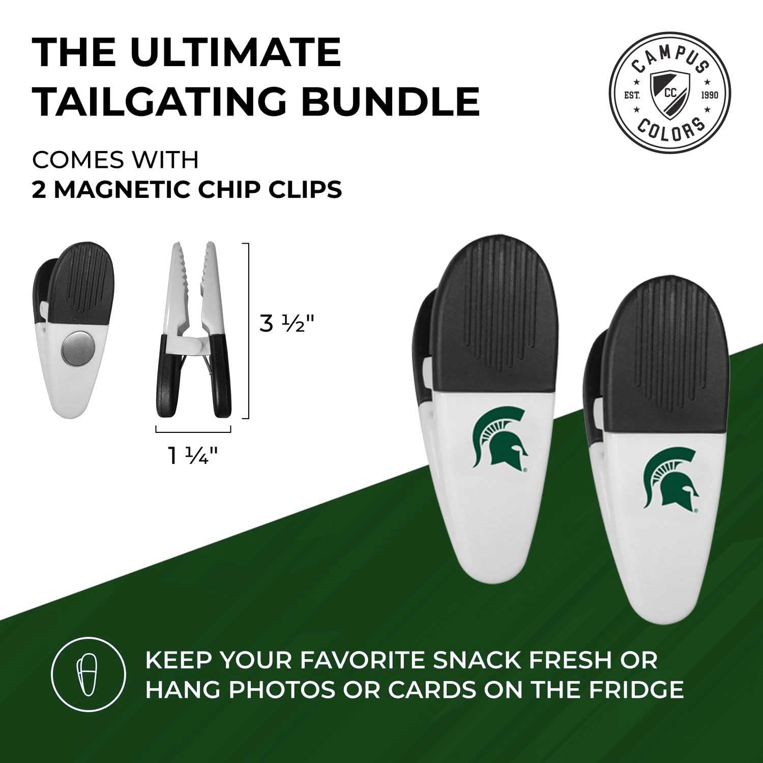 Siskiyou Collegiate University 2-Piece BBQ Grill Tool Set with Magnetic Chip Clips - Perfect for Tailgating, College Parties & Outdoor Cooking