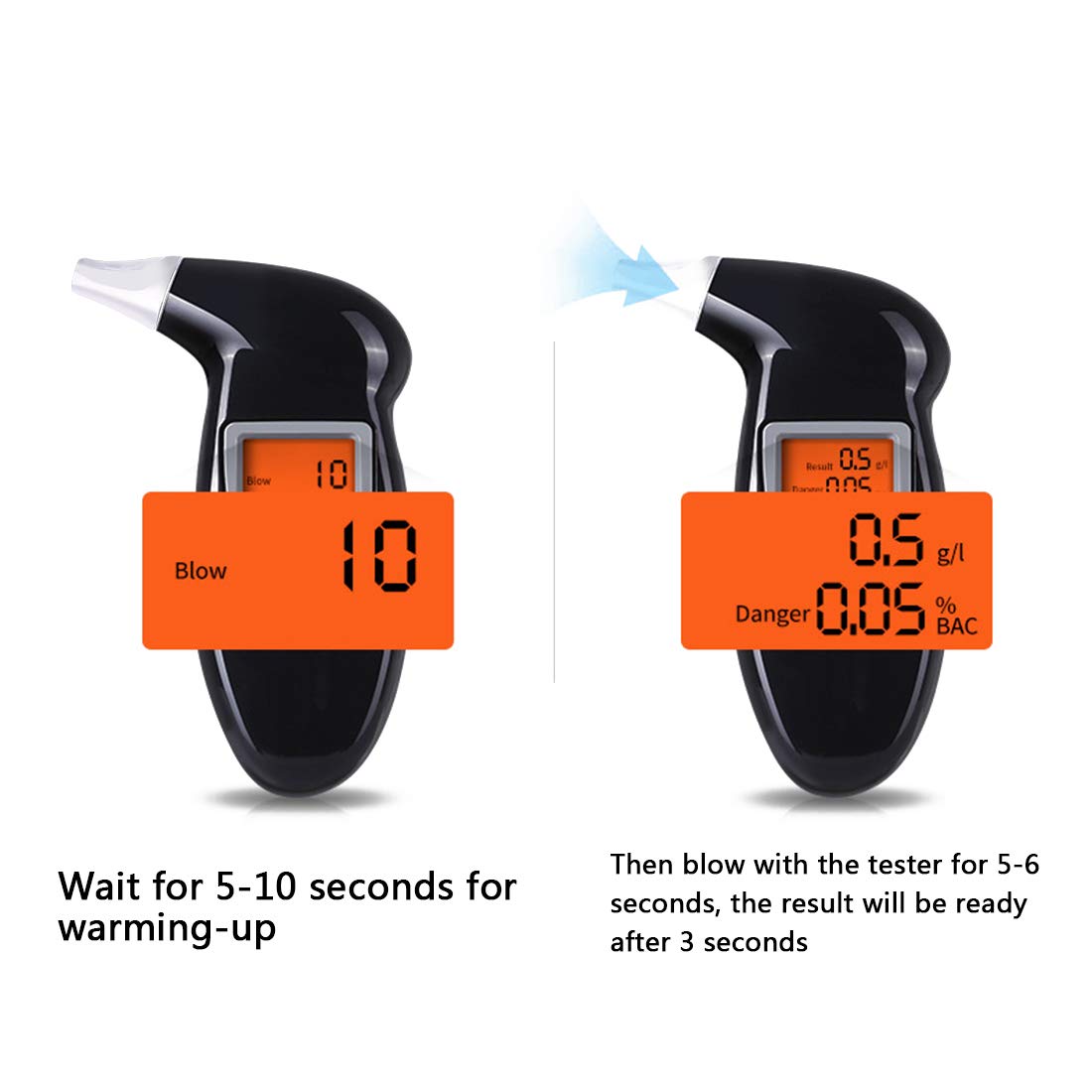 Portable Breath Alcohol Tester - Digital Detector with LED Screen & 4 Mouthpieces | Professional Keychain Breathalyzer for Personal & Workplace Safety | Perfect for Parties, Driving Checks & Alcohol Monitoring