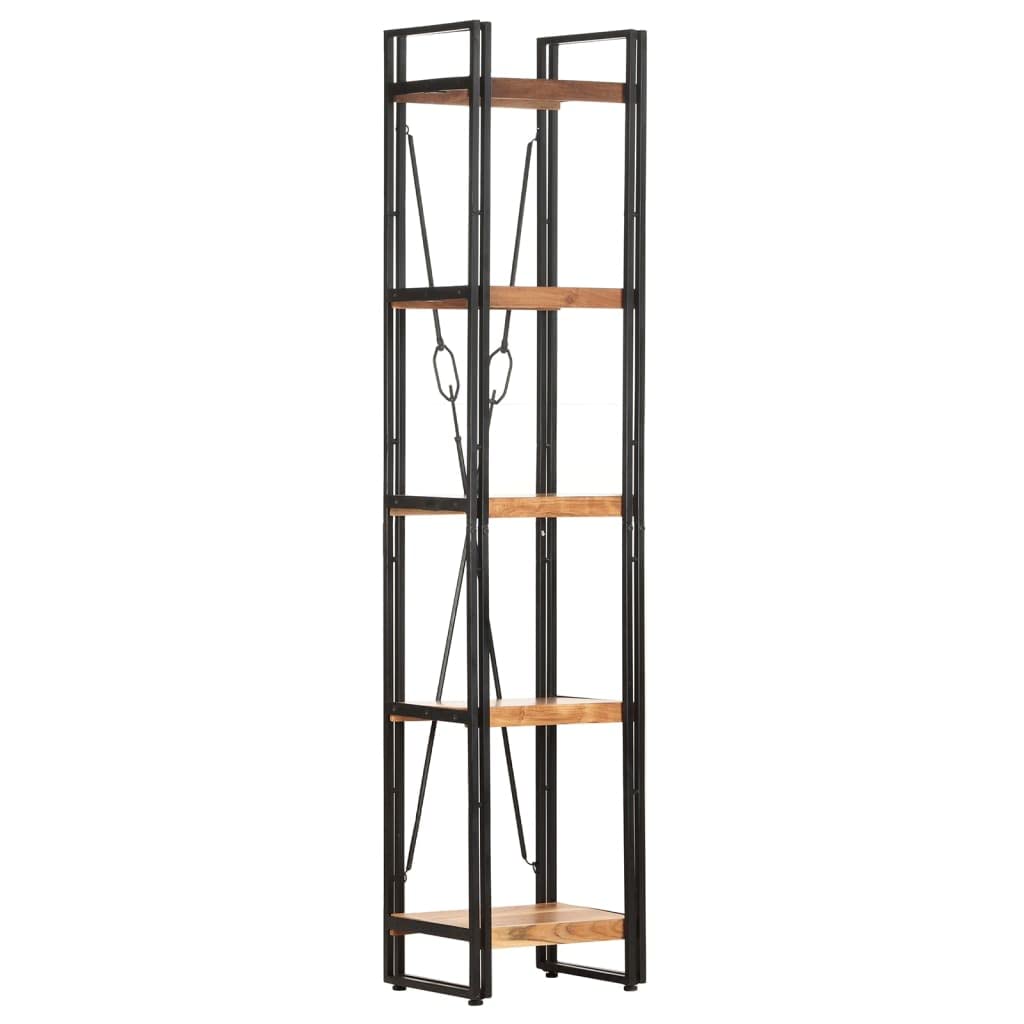 5-Tier Bookcase, Solid Acacia Wood Bookshelf - 15.7
