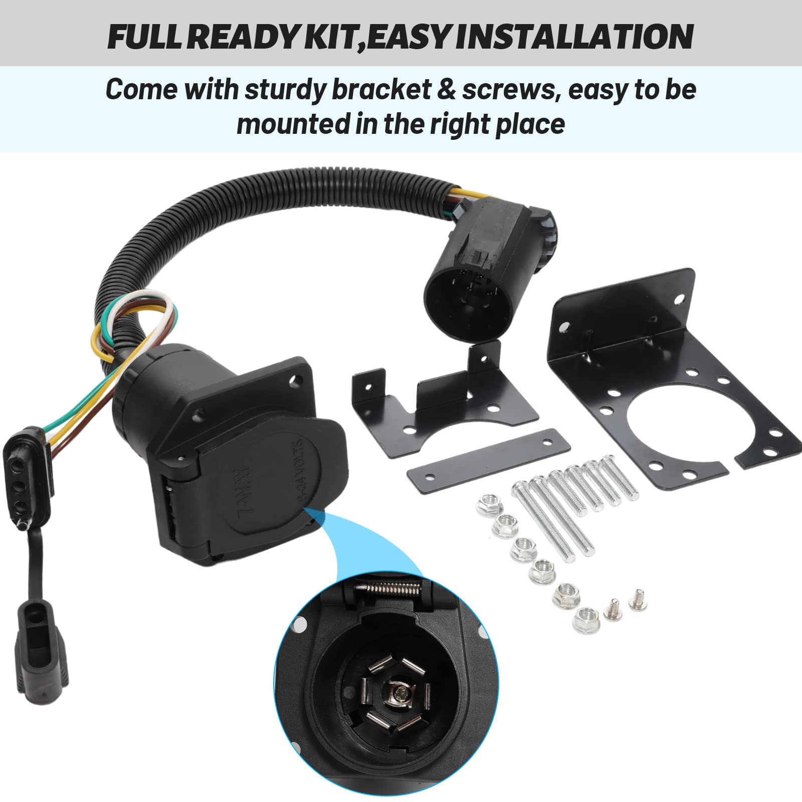 4-Way Flat & 7-Way Blade Trailer Adapter Combo - Dual Trailer Connector Kit for RV, Boat & Utility Trailers - Towing Accessories for Safe & Easy Vehicle Connection
