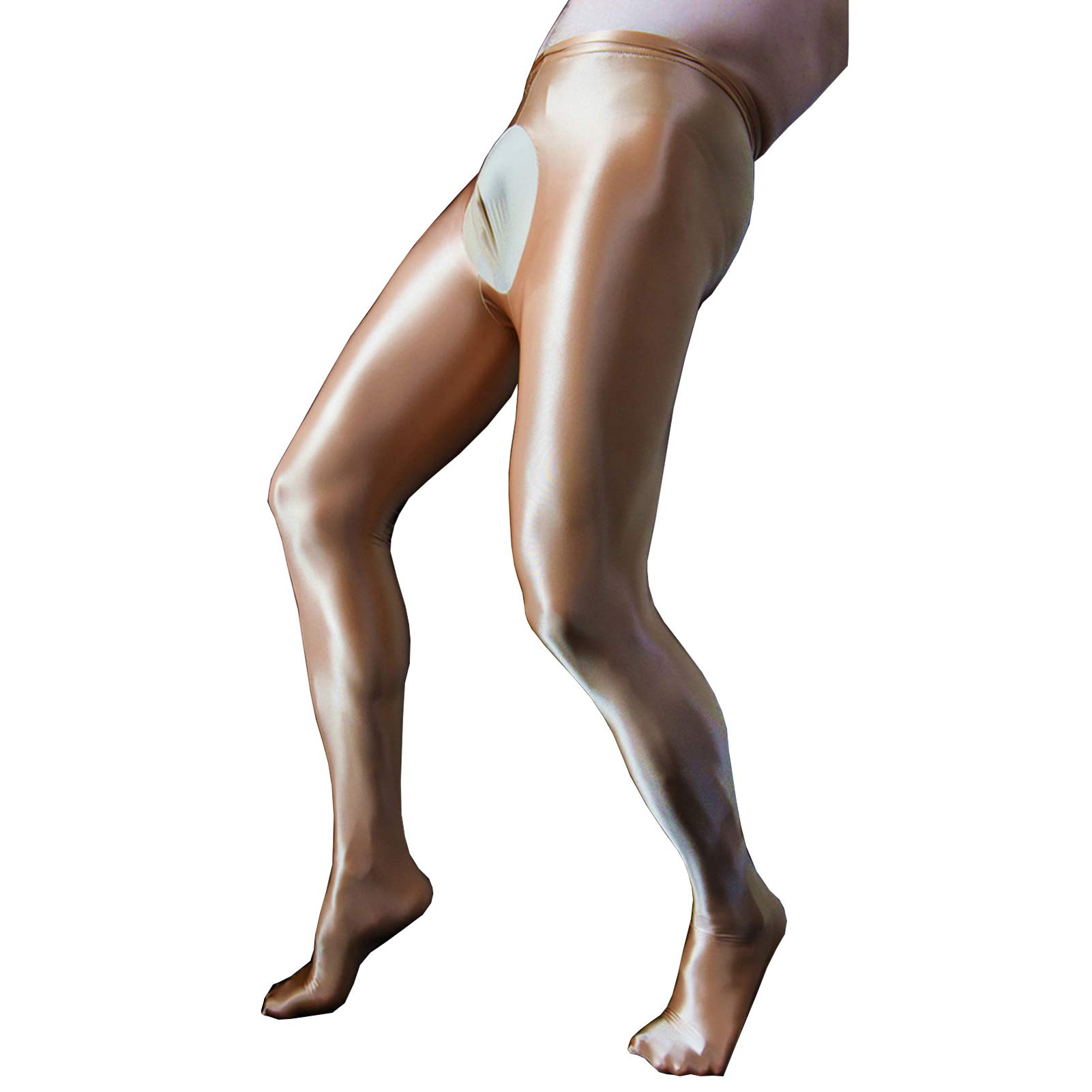Leesuo Men's Ultra Shiny Glossy Pantyhose - High Elastic Nylon Sheer Tights with Semi-Opaque Design for Formal Events, Cosplay & Night Out