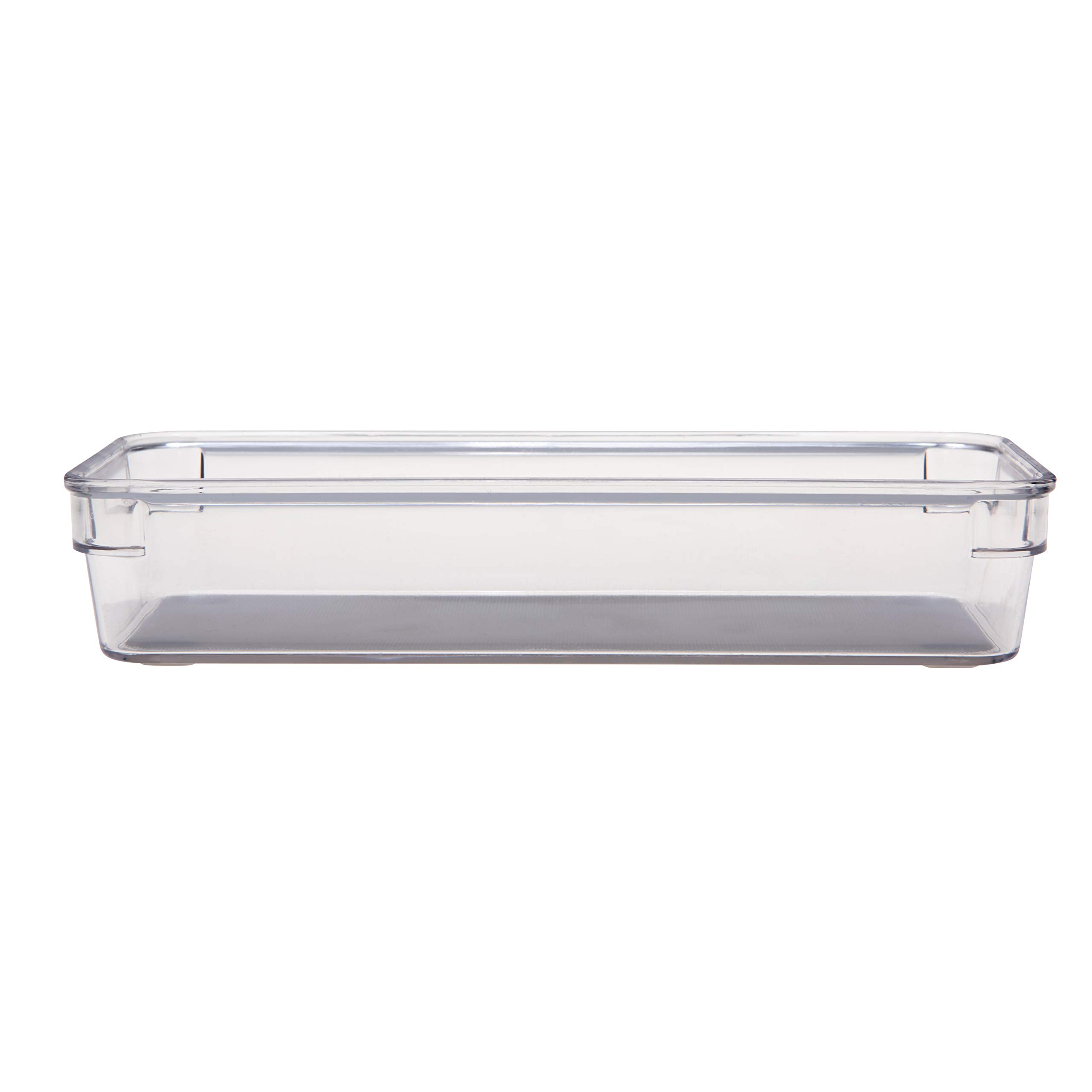 4-Piece Multipurpose Drawer Organizers Set for Bathroom, Vanity, Kitchen - Clear Plastic Storage Bins for Cosmetics, Jewelry & Utensils - Perfect for Home Organization and Space Saving