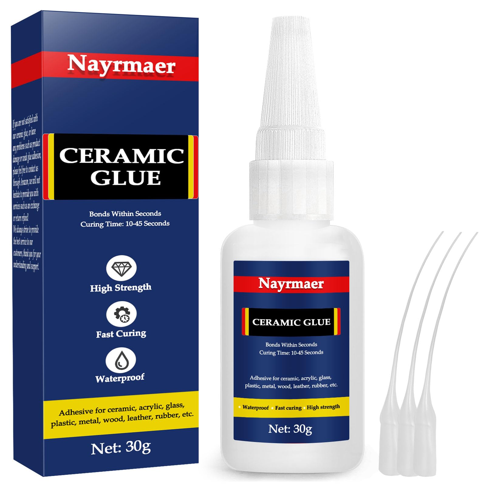 Ceramic Glue 30g - Strong Instant Adhesive for Repairing Ceramics, Porcelain, Glass, Plastic & Wood | Perfect for Home Repairs, DIY Crafts & Fixing Broken Dishes
