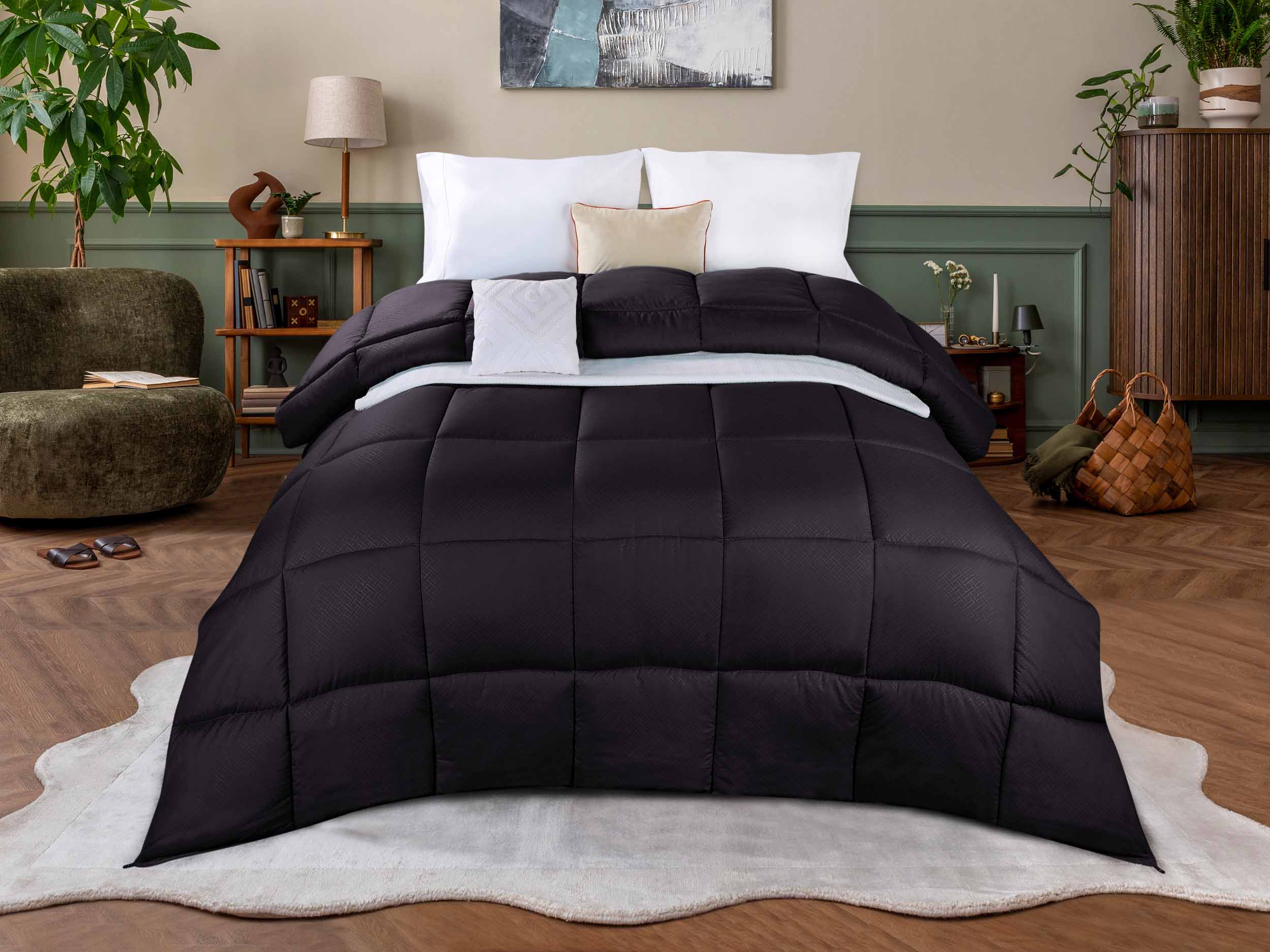 Luxury Basketweave Plush Down Alternative Comforter - Hypoallergenic & Breathable All-Season Bedding for Master Bedroom, Guest Room & Dorm