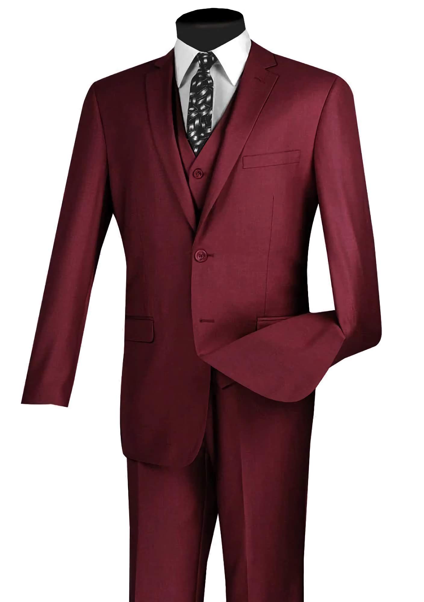 Stylish Slim Fit 3-Piece Burgundy Suit with 2-Button Jacket | Perfect for Weddings, Business Meetings & Formal Events