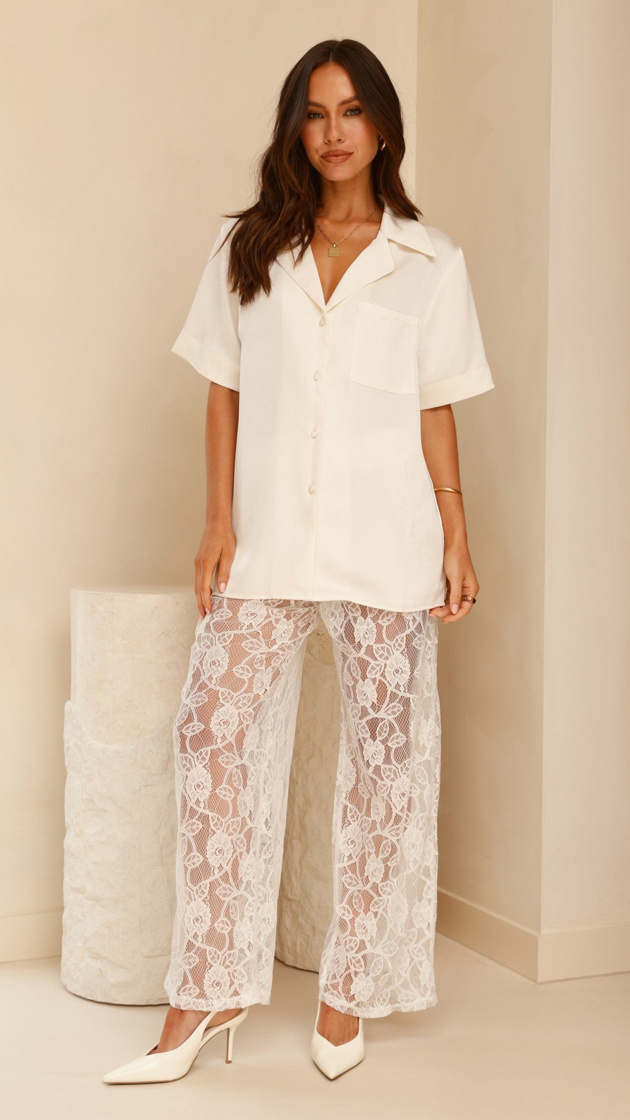 Baxter Pant White Lace - Elegant Women's Lace Pants for Casual Wear, Date Night & Special Occasions