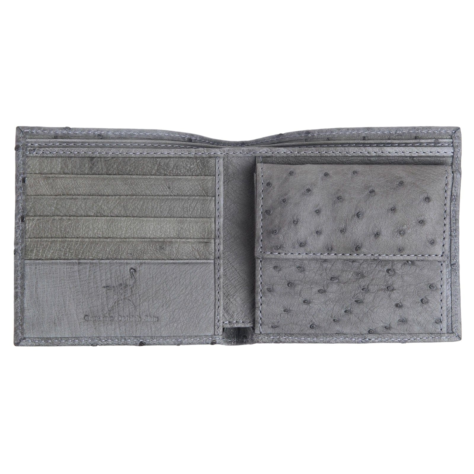 Genuine Ostrich Skin Leather Wallet for Men - Premium Grey Luxury Bifold Wallet - Perfect for Everyday Use, Business & Travel
