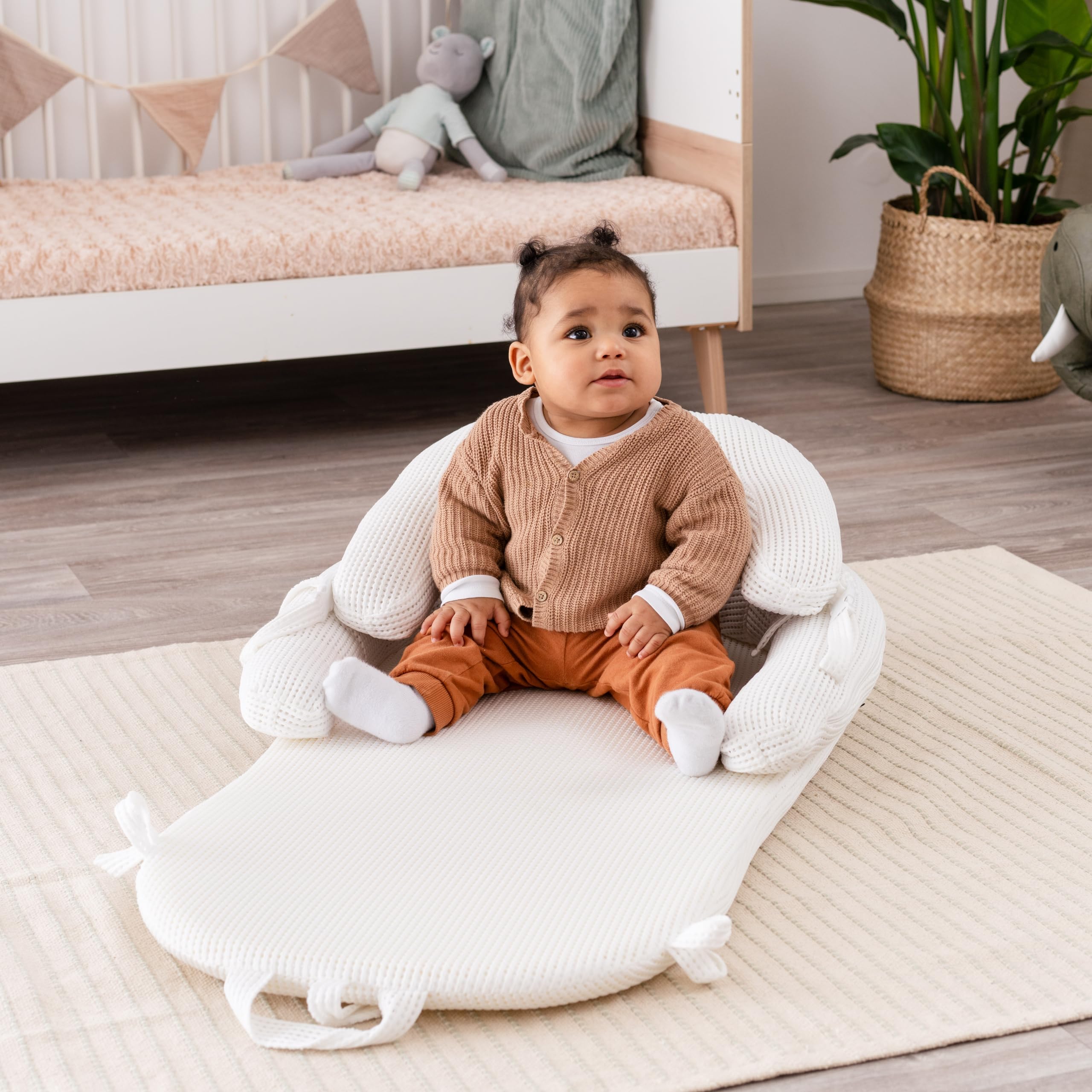 4-in-1 Baby Lounger & Tummy Time Play Mat with Sit-Up Chair - Newborn Essentials for Playtime, Napping & Learning - Perfect Baby Shower Gift & Registry Must-Have