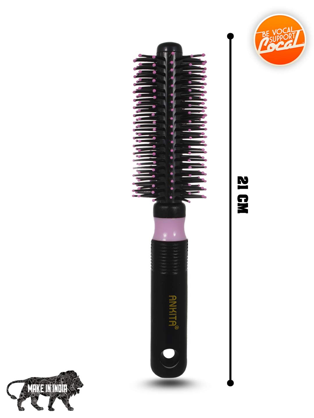 Ankita Round Hair Brush with Nylon Bristles - Strong Flexible Soft Bristles for Grooming, Straightening & Detangling Hair - Ideal for Men & Women (Colors May Vary) - Perfect for Salon Styling, Home Hair Care & Travel Essentials