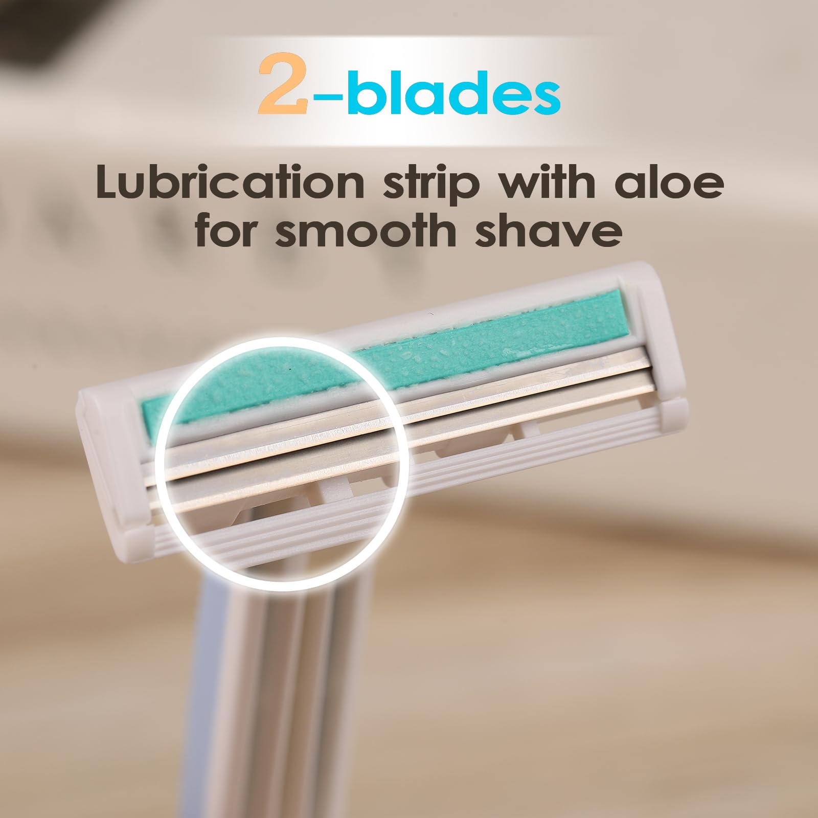 18 Count Disposable Razors for Women - 2 Blade Travel Razors for Smooth Hair Removal & Sensitive Skin Shaving (3 Packs of 6) | Perfect for Travel, Gym Bag & Home Use