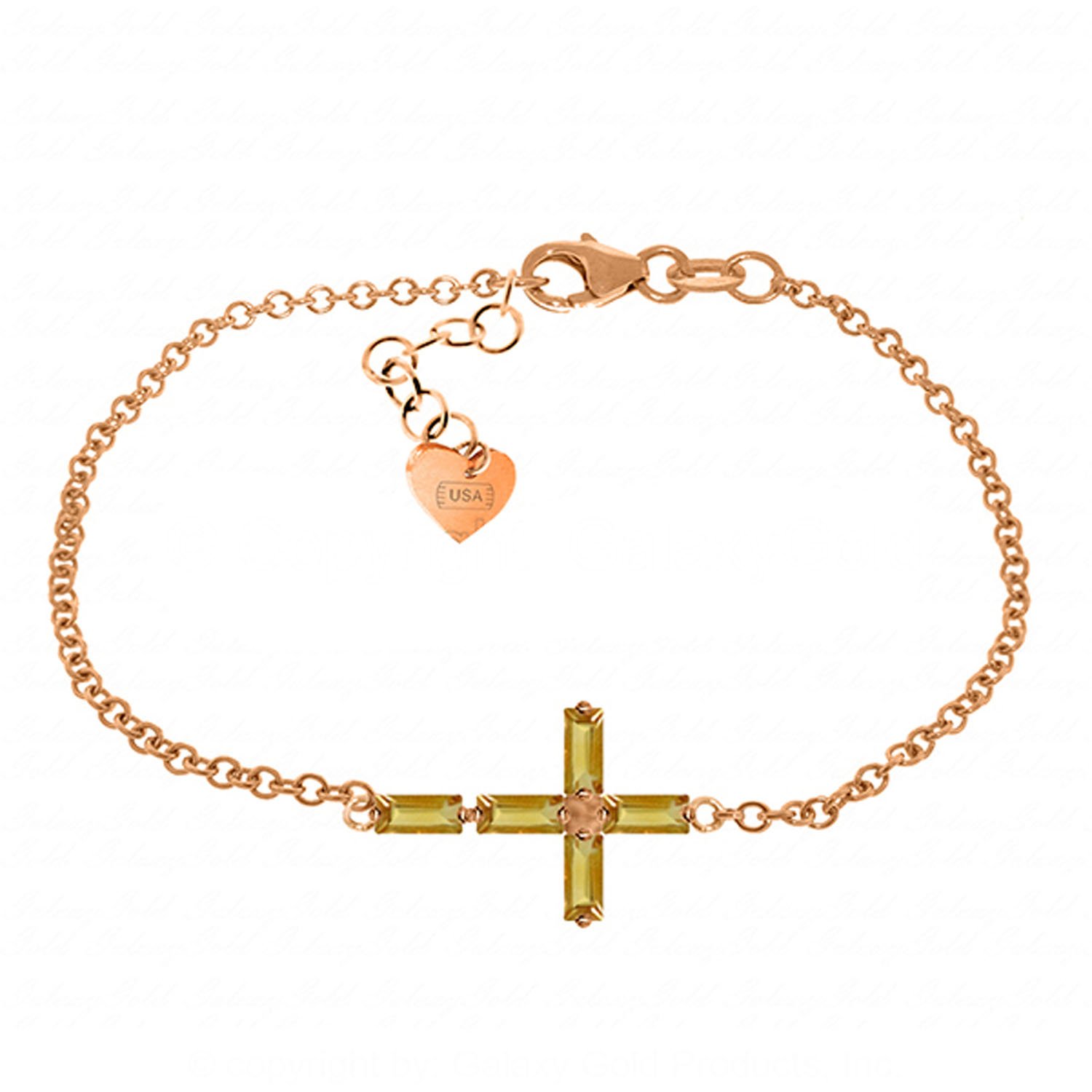 14k Rose Gold GG Citrine Cross Bracelet - Elegant Spiritual Jewelry for Women, Perfect for Gifts, Church, Weddings & Everyday Wear