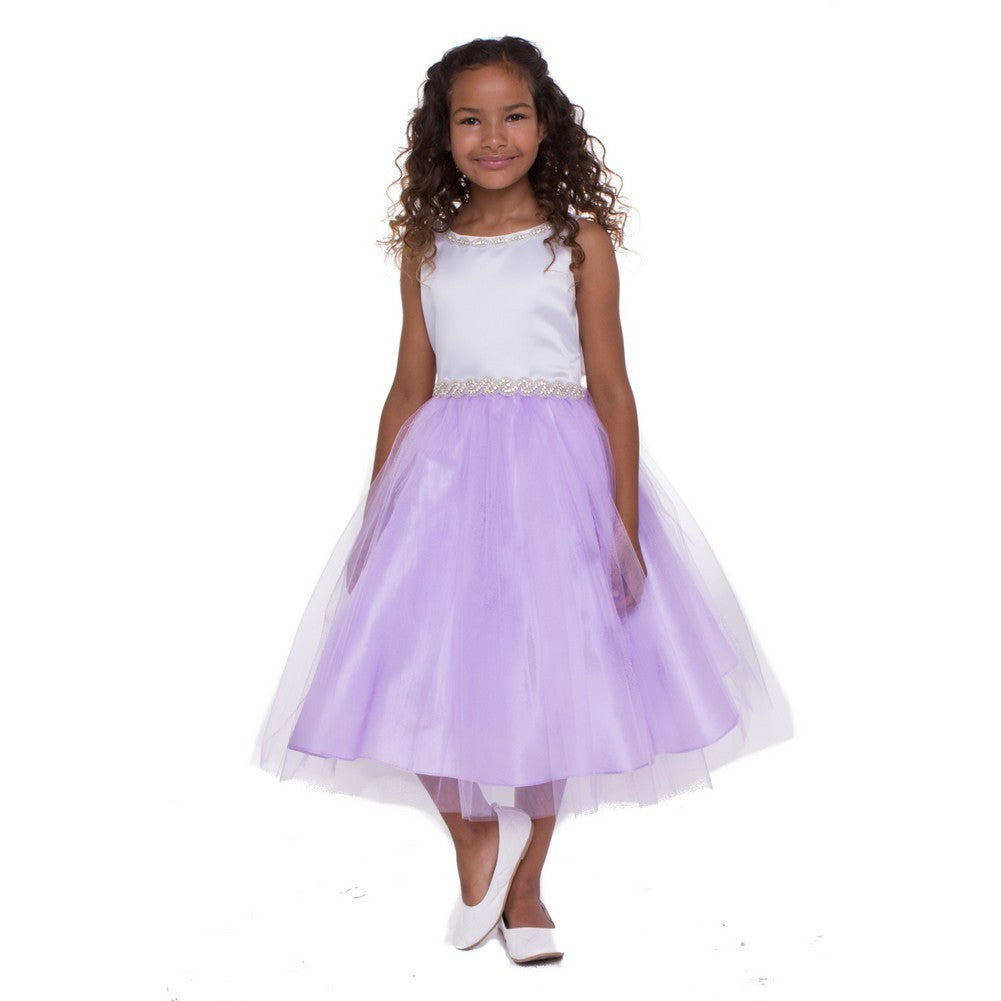 Lilac Rhinestone Bridesmaid Dress for Girls Size 8-16 | Sparkly Formal Gown for Weddings, Prom & Special Occasions