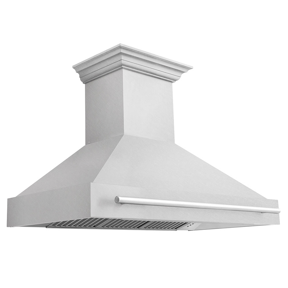 ZLINE 48-Inch Stainless Steel Wall Mount Range Hood with Satin Finish & Stainless Steel Handle (8654SNX 48) - Powerful Kitchen Ventilation for Gas Stoves & Cooking Areas