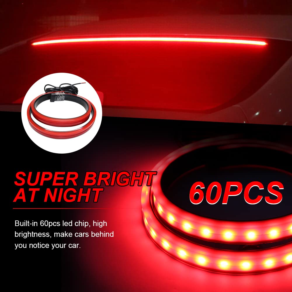 40-Inch LED Third Brake Light Strip Bar - 5 Function Sequential Turn Signal, Brake, Running & Double Flash - Flexible High Mount Stop Light for Jeep, Pickup, Truck, Van, RV, SUV, Bus & Cargo (10W-100) - Perfect for Enhanced Visibility & Safety in Night Driving & Off-Road Adventures