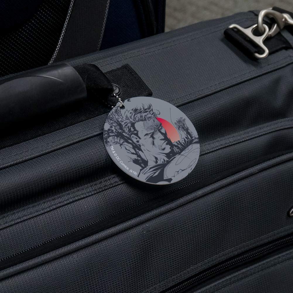 Superman Dark Persona Round Luggage ID Tag - Durable Suitcase Name Tag for Carry-On Bags - Perfect for Travel, Business Trips & Vacation Identification