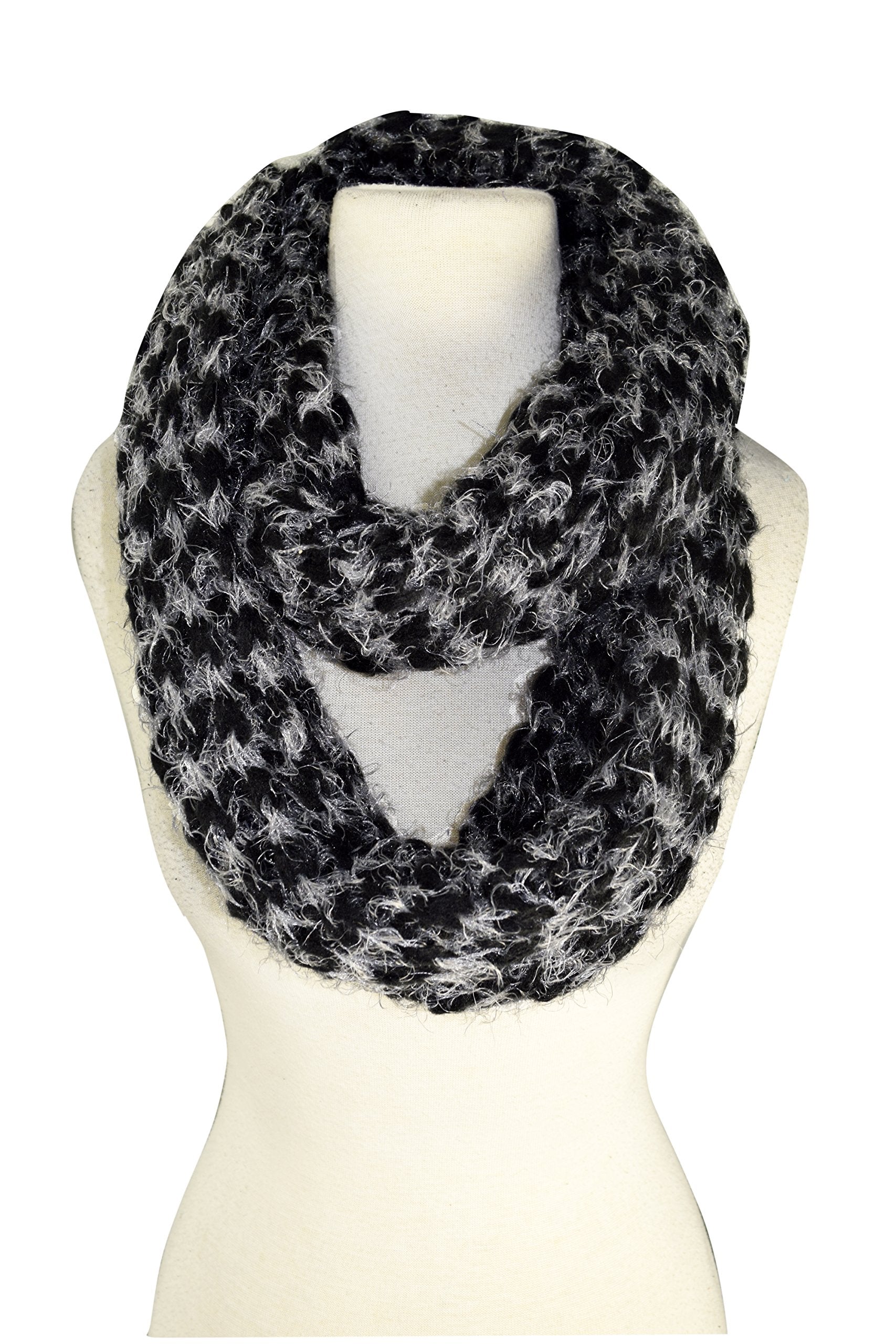 Two-Tone Thick Knit Soft Chunky Infinity Loop Scarves for Women - Winter Fashion Accessory, Cozy & Warm for Cold Weather Outfits