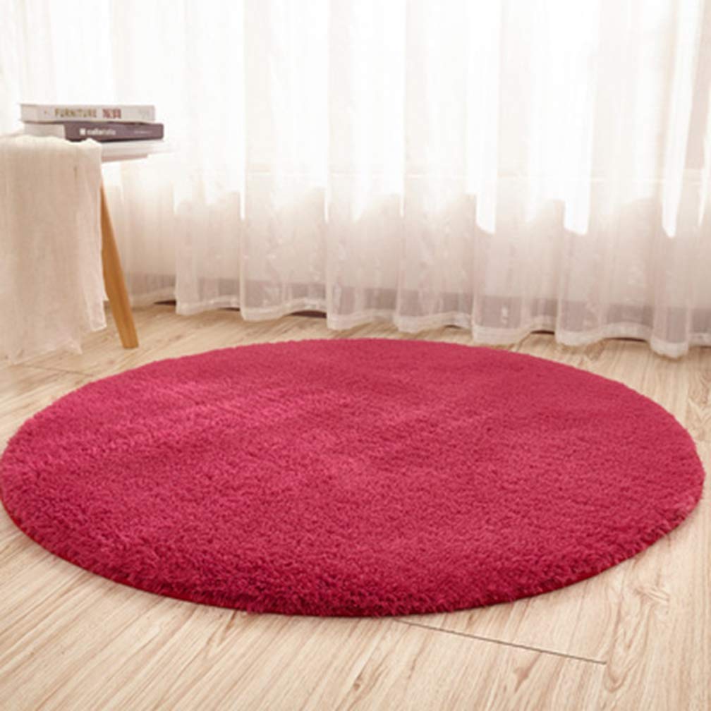 MOXIC 3.3' Round Shaggy Area Rug - Ultra Soft Plush Anti-Slip Circular Carpet for Living Room, Bedroom, Nursery - Modern Home Decor in Wine Red - Perfect for Cozy Spaces, Kids Play Areas & Bathroom Mats