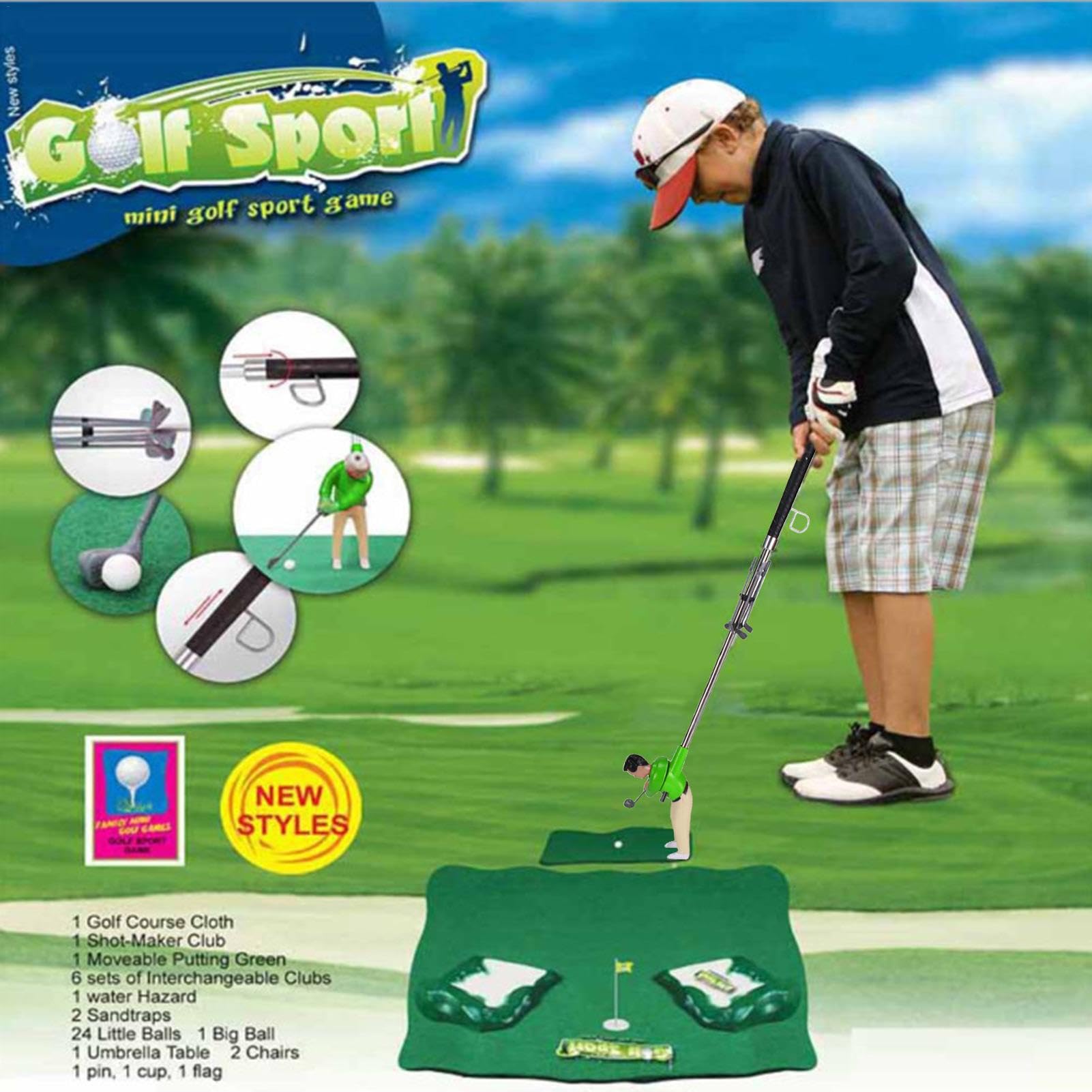Mini Golf Game Set for Toiletries - Fun Indoor Golf Practice Kit with Golf Man Figure - Family Game Toys for Kids & Adults | Perfect for Bathroom Entertainment, Office Stress Relief & Family Game Nights