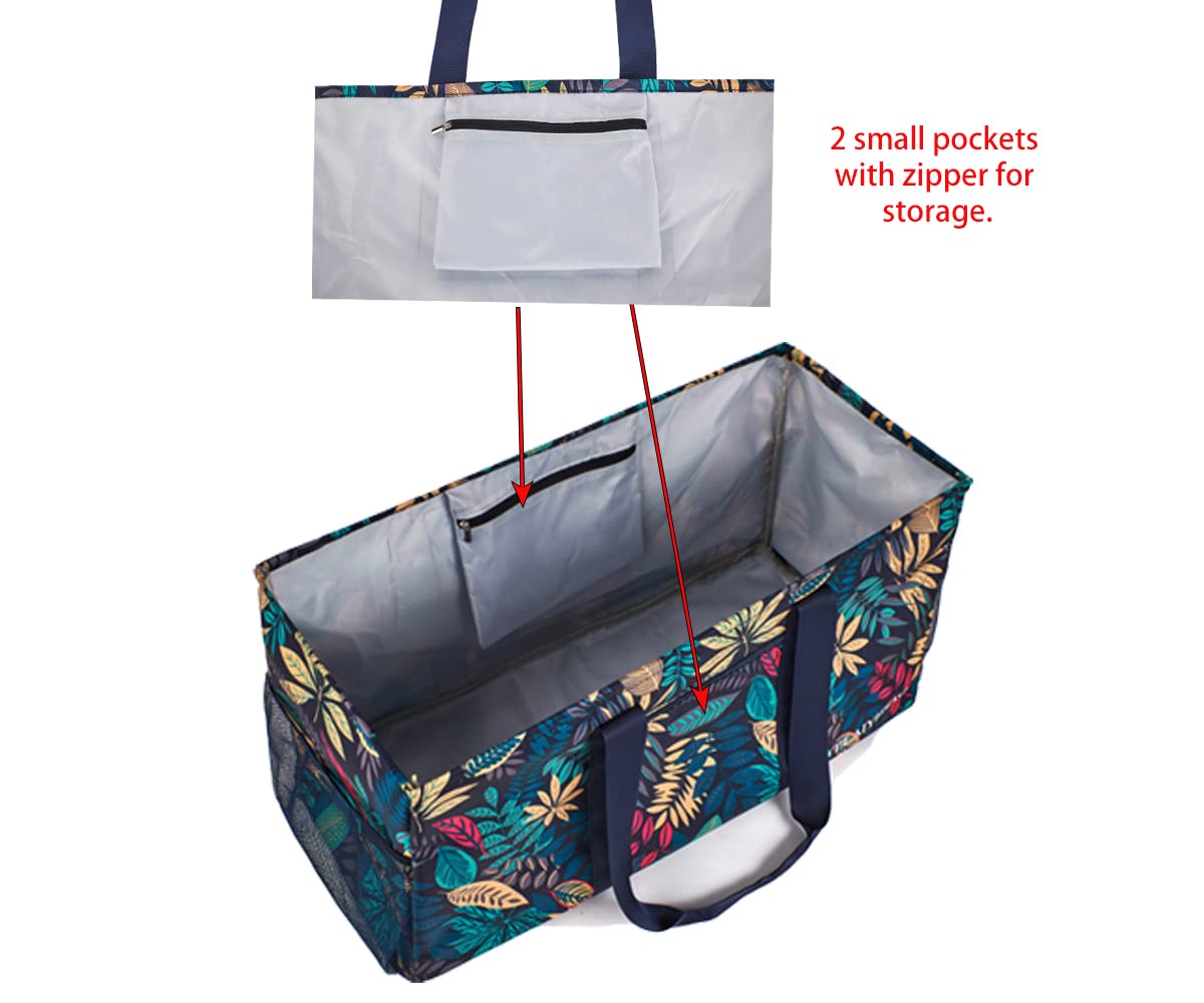 YELAIYEHAO Large Foldable Tote Bag - Heavy Duty Reusable Shopping Bag for Groceries, Beach, Pool, Gym, Travel & Laundry | Collapsible Storage Organizer for Picnic, Camping & Daily Use