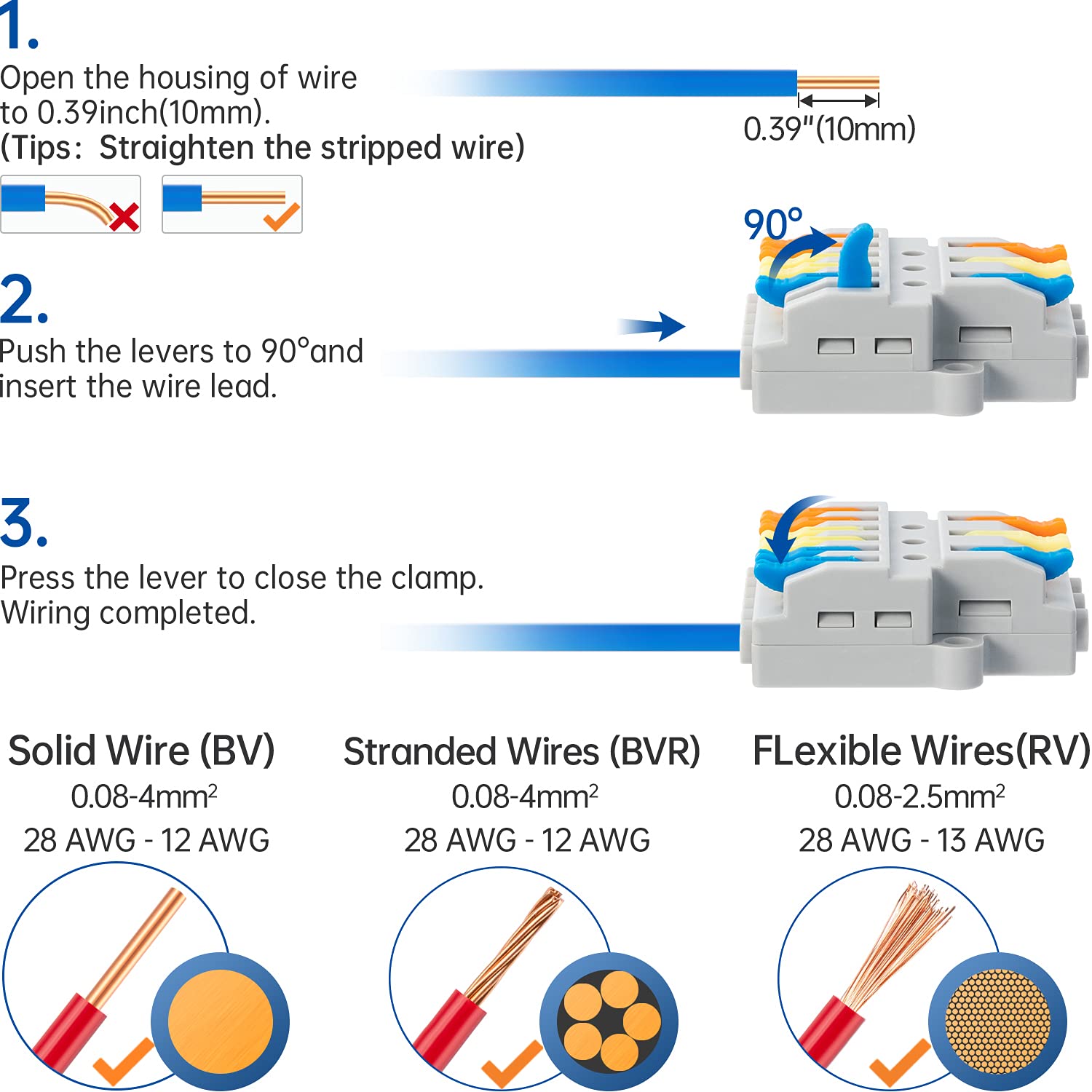 GKEEMARS 8 Pcs Electrical Wire Connectors - Compact Quick Splice Terminal Blocks (3 in 6 Out) for Automotive, Home Wiring & DIY Electrical Projects