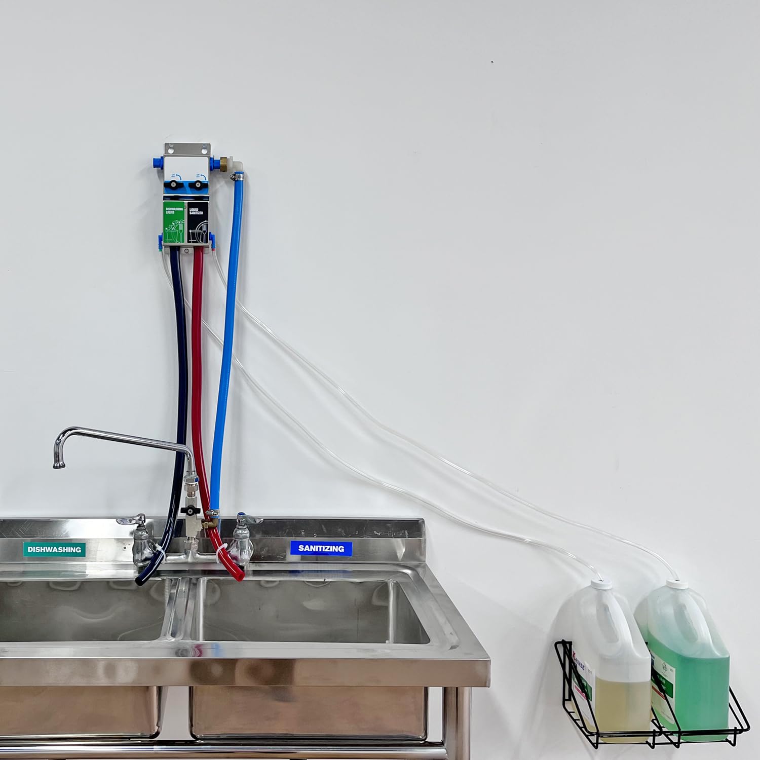 Dual Kitchen Sink Proportioner - Dish Detergent & Liquid Sanitizer Dispenser System for Precise Chemical Dilution (Model 8088) | Ideal for Restaurants, Cafeterias & Commercial Kitchens