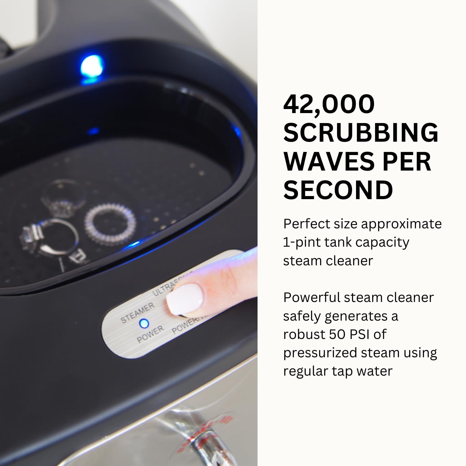 GemOro Ultrasonic & Steam Jewelry Cleaner - Professional Cleaning Machine for Rings, Watches, Glasses, Earrings | UltraSpa Personal Gentle Cleaner | Perfect for Home Jewelry Care & Gift Giving