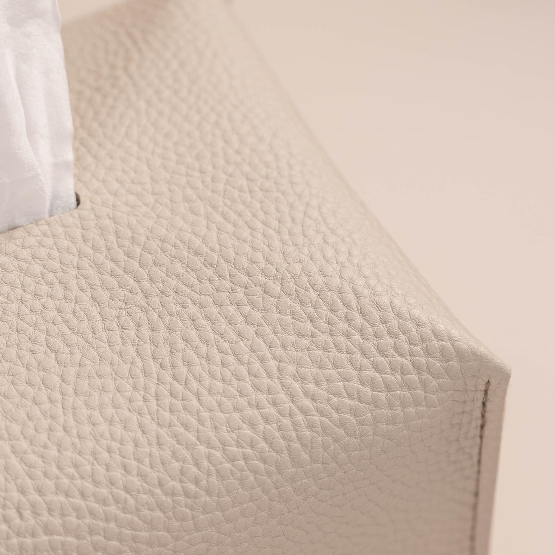 OLETHA Aesthetic Rectangle Tissue Box Cover - Medium Flat Box Tissues Holder in Light Taupe | Stylish Home Decor for Living Room, Bedroom & Bathroom