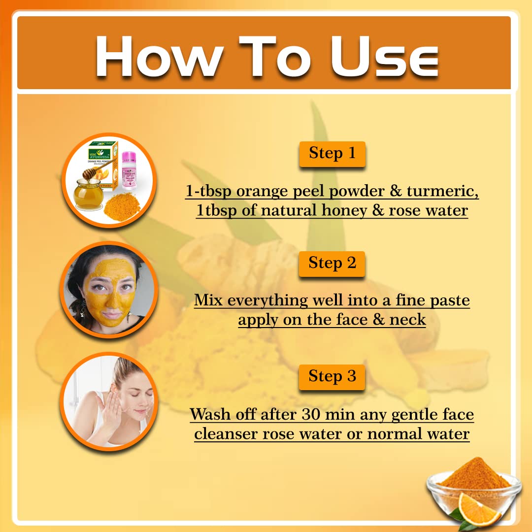 VEDICAYURVEDA Turmeric & Orange Peel Natural Face Cleanser for Oily Skin - Brightening & Lightening Skin Tone with Rose Water - Perfect for Daily Skincare Routine & Acne-Prone Skin