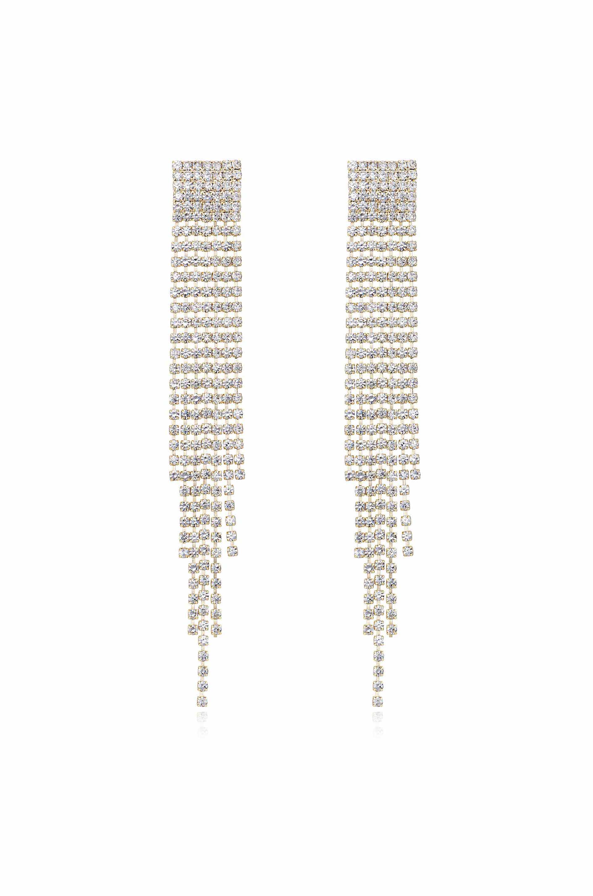 Elegant Crystal Fringe Dangle Earrings for Women - Sparkling Bohemian Party Jewelry | Perfect for Weddings, Date Nights & Special Occasions