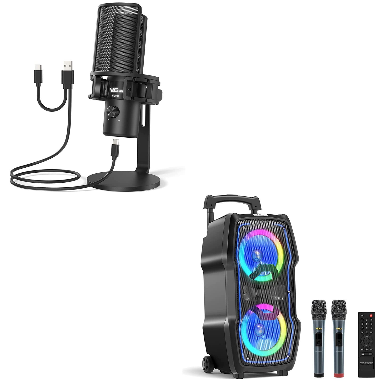 VeGue VS-0808 Wireless Bluetooth Karaoke System with Dual 8